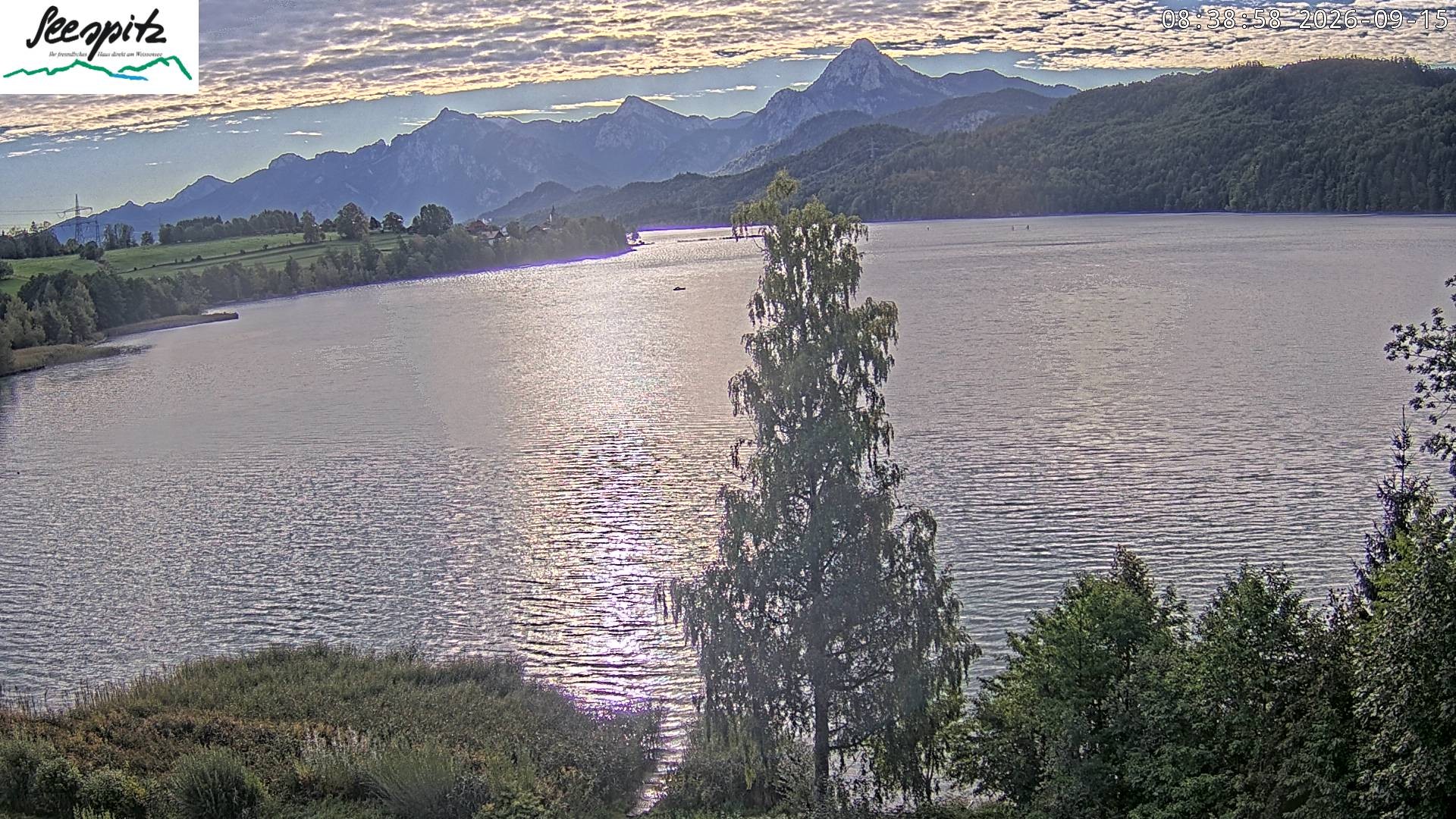 Archiv Foto Webcam Füssen: Blick auf den Weißensee vom Hotel Seespitz