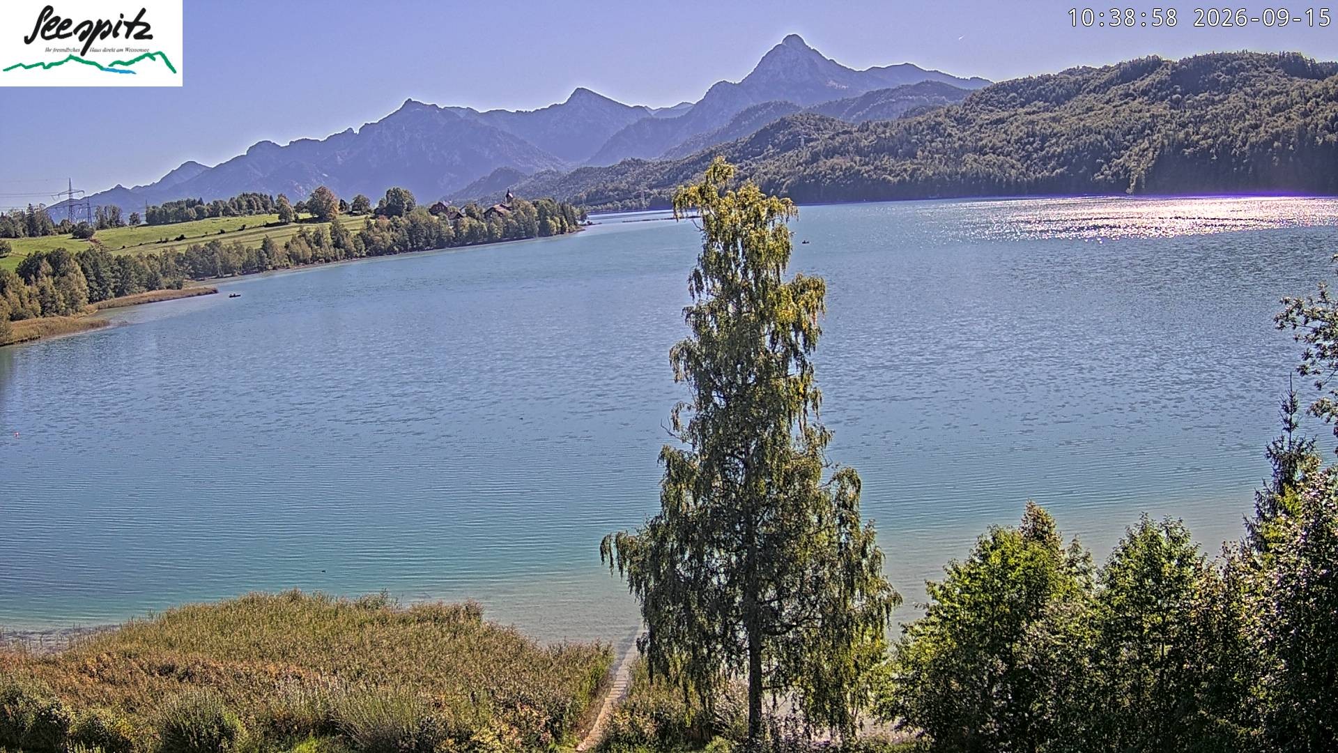 Archiv Foto Webcam Füssen: Blick auf den Weißensee vom Hotel Seespitz