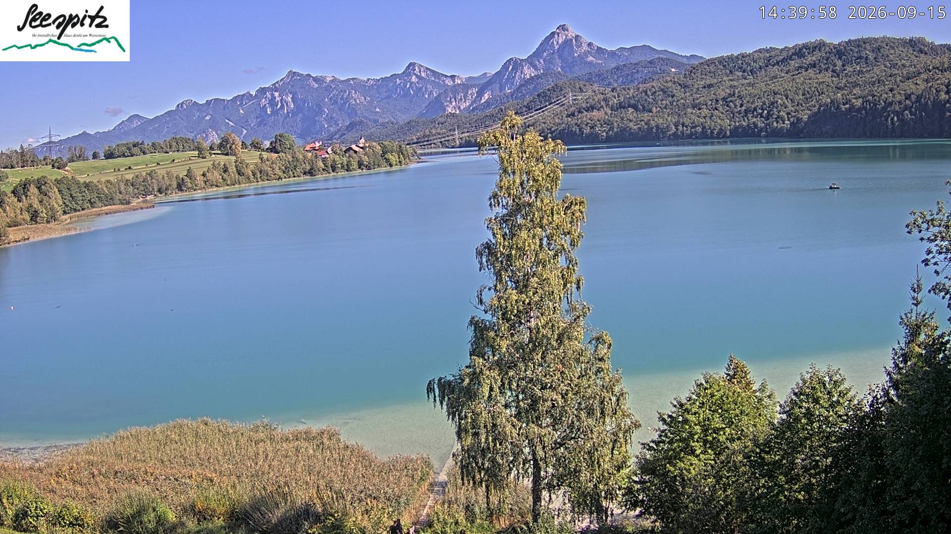 Archiv Foto Webcam Füssen: Blick auf den Weißensee vom Hotel Seespitz