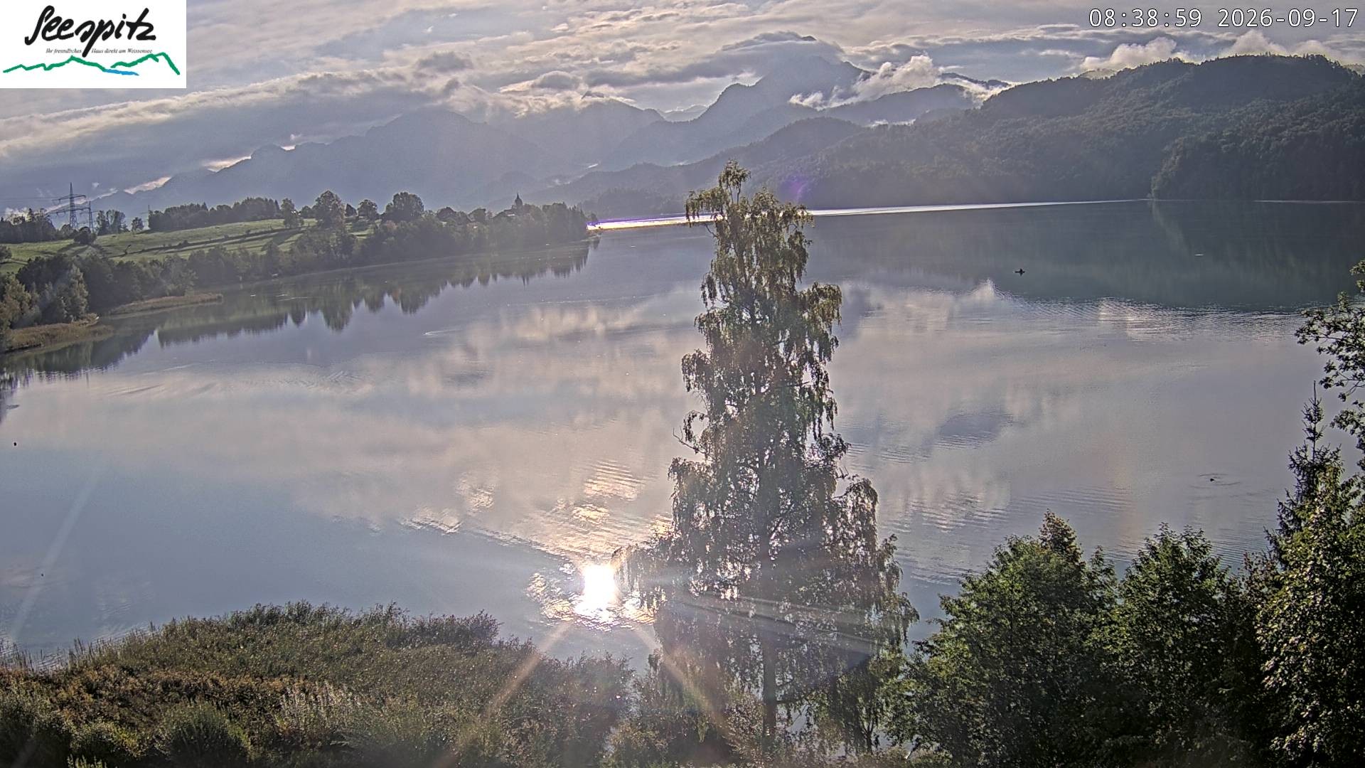 Archiv Foto Webcam Füssen: Blick auf den Weißensee vom Hotel Seespitz