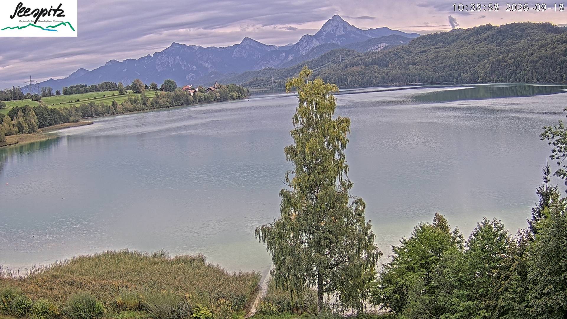 Archiv Foto Webcam Füssen: Blick auf den Weißensee vom Hotel Seespitz