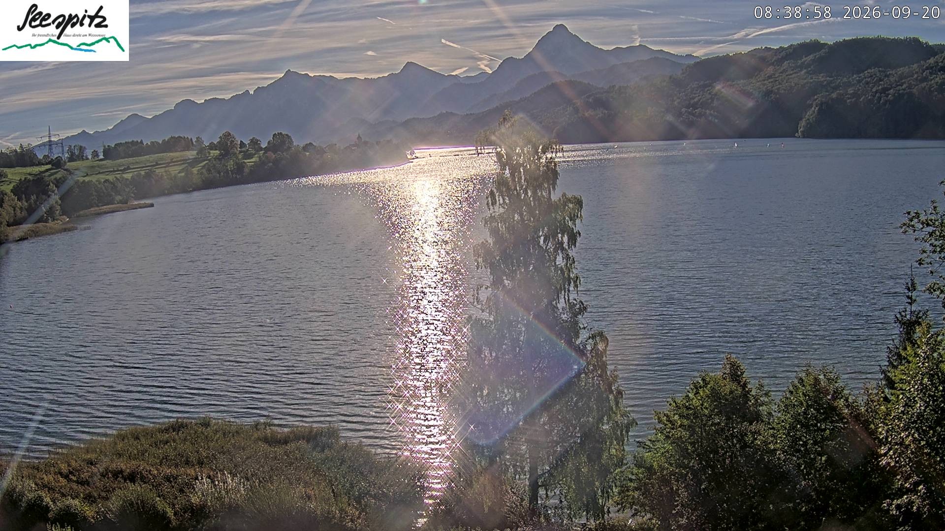 Archiv Foto Webcam Füssen: Blick auf den Weißensee vom Hotel Seespitz