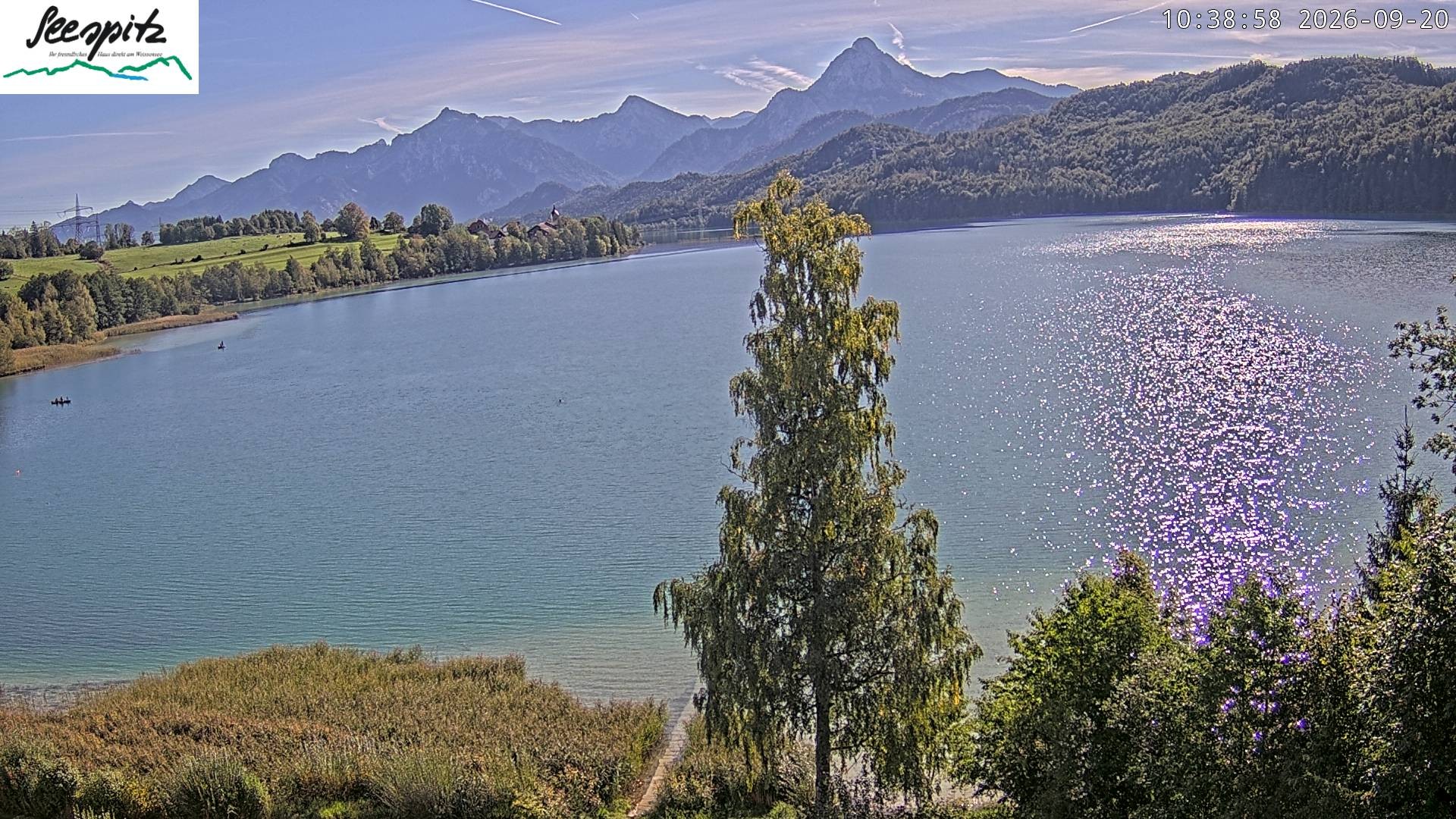 Archiv Foto Webcam Füssen: Blick auf den Weißensee vom Hotel Seespitz