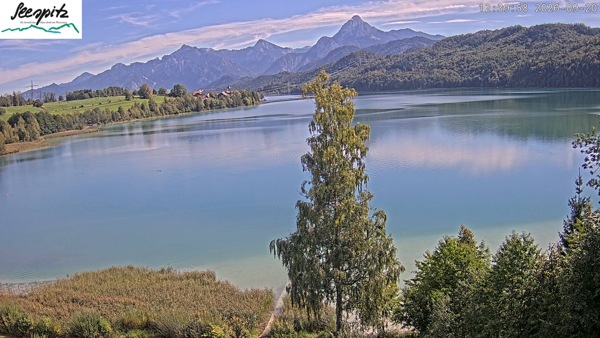 Archiv Foto Webcam Füssen: Blick auf den Weißensee vom Hotel Seespitz