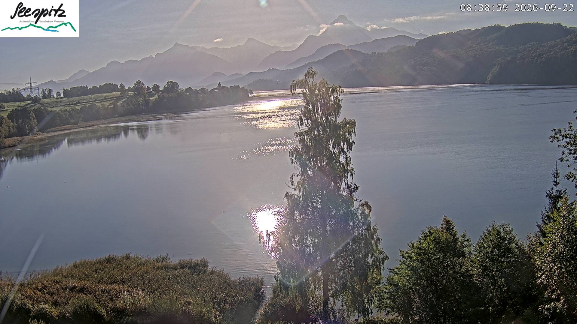 Archiv Foto Webcam Füssen: Blick auf den Weißensee vom Hotel Seespitz