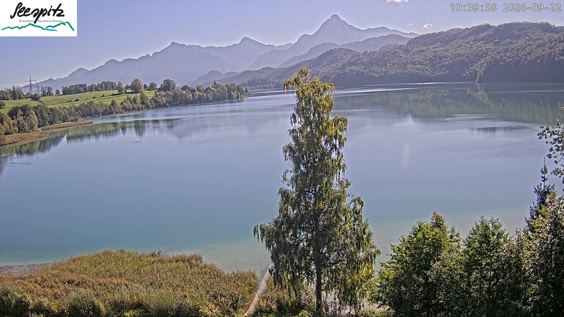 Archiv Foto Webcam Füssen: Blick auf den Weißensee vom Hotel Seespitz