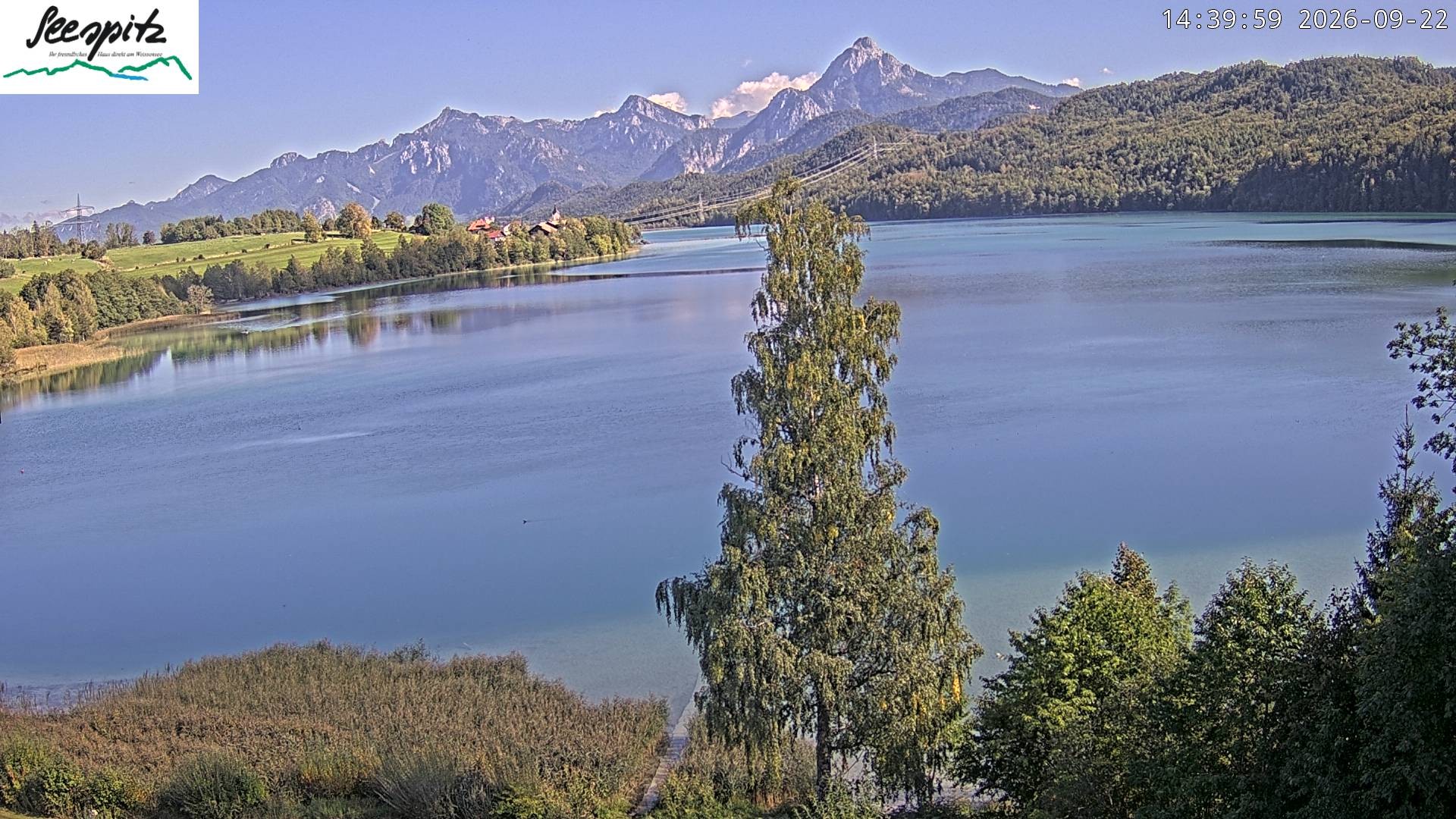 Archiv Foto Webcam Füssen: Blick auf den Weißensee vom Hotel Seespitz