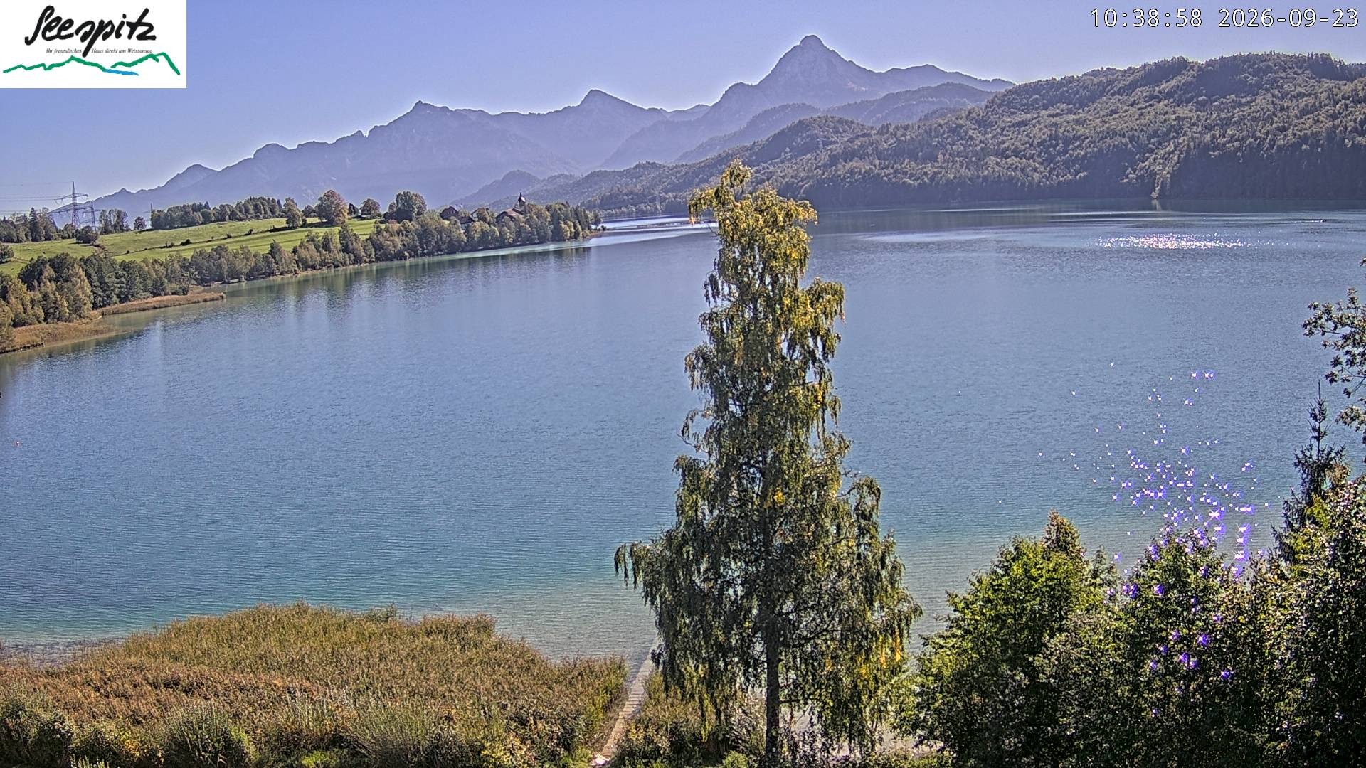 Archiv Foto Webcam Füssen: Blick auf den Weißensee vom Hotel Seespitz