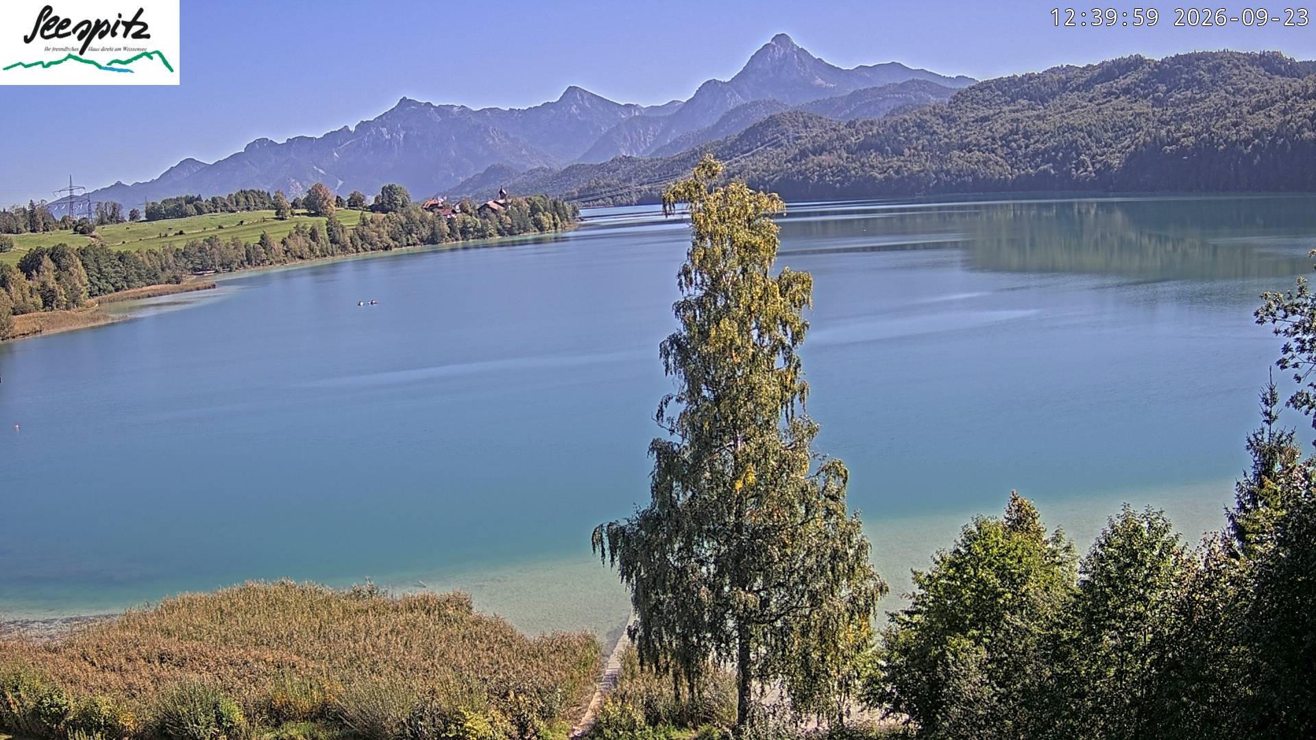 Archiv Foto Webcam Füssen: Blick auf den Weißensee vom Hotel Seespitz
