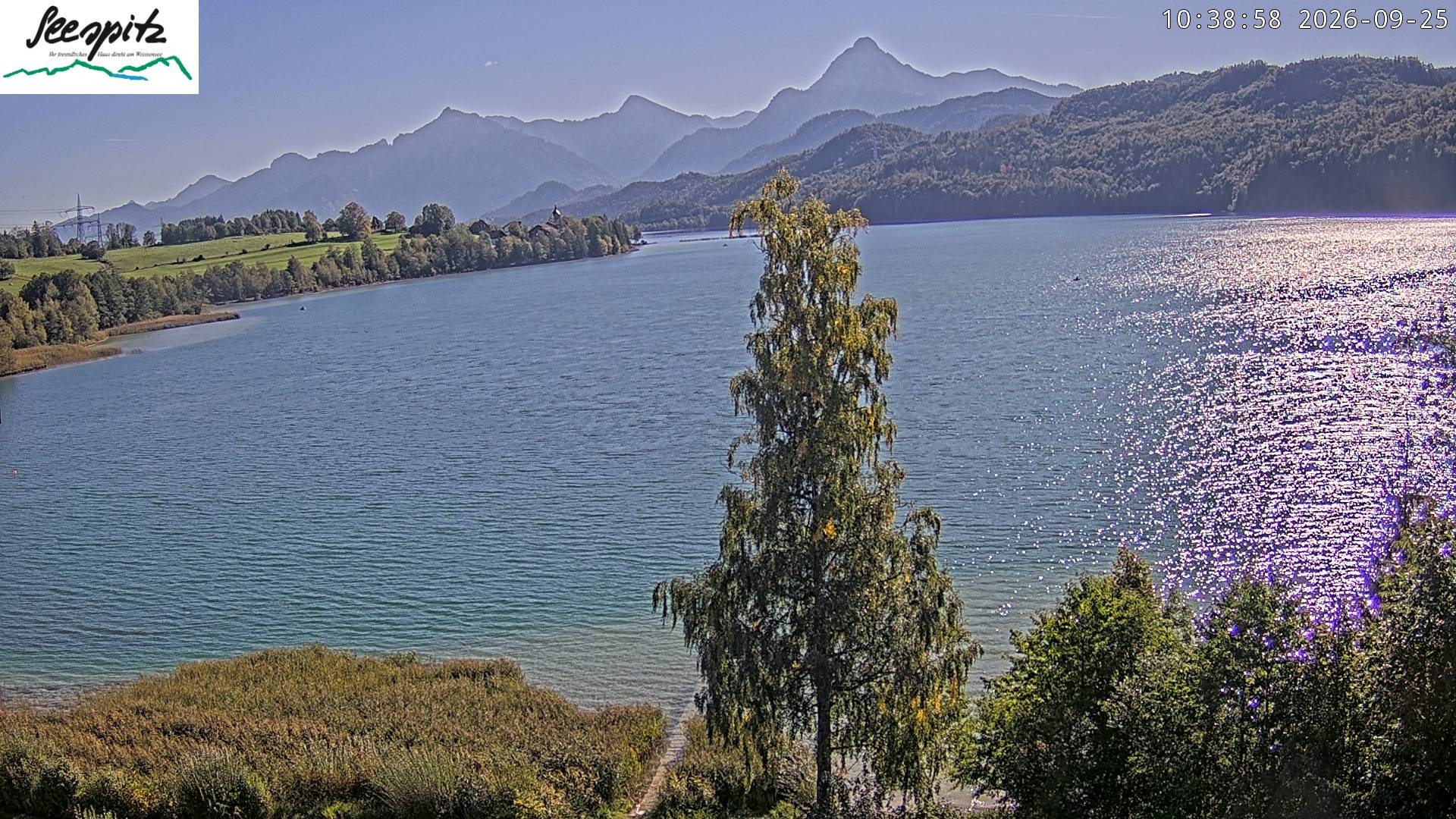 Archiv Foto Webcam Füssen: Blick auf den Weißensee vom Hotel Seespitz