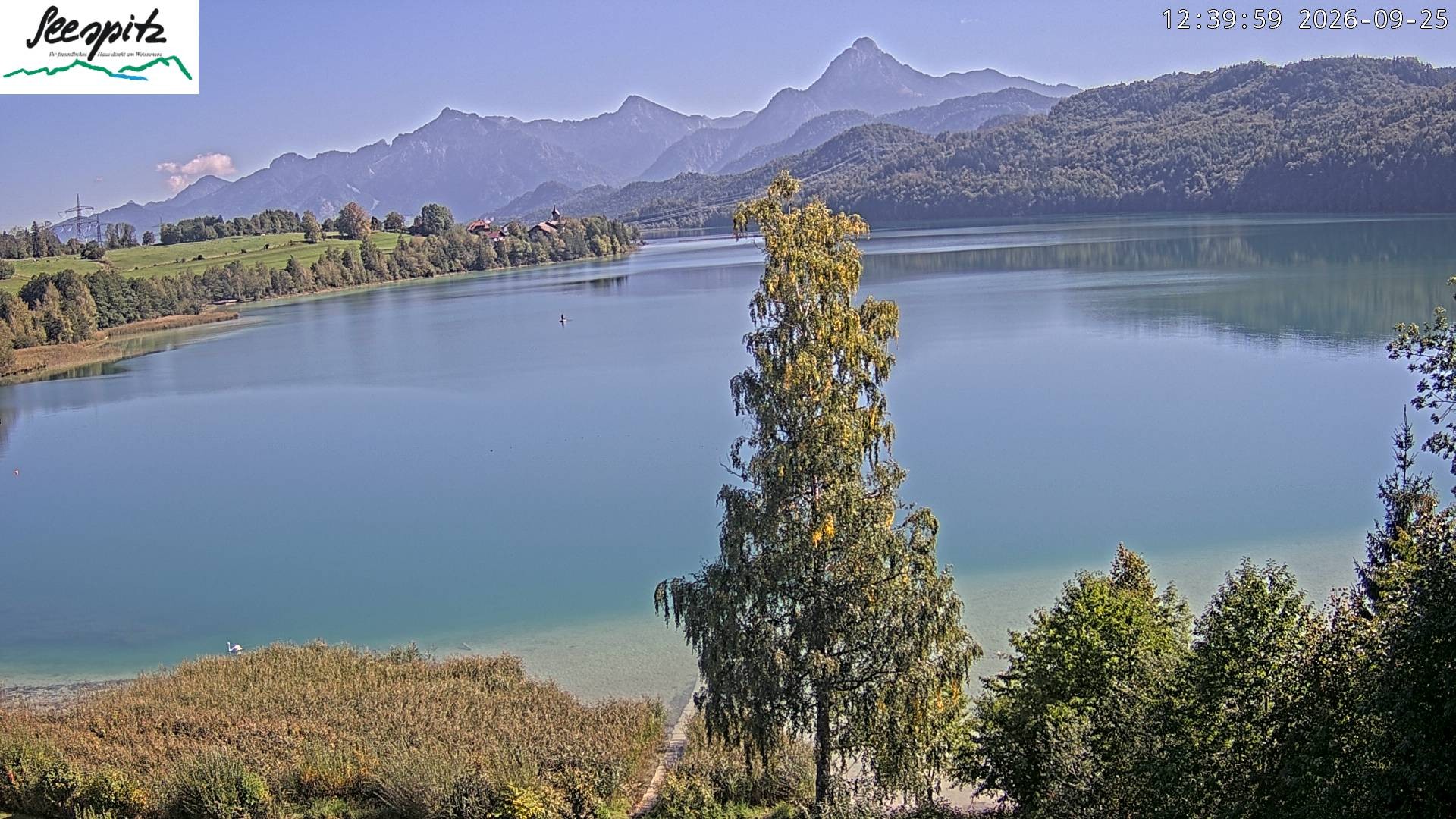 Archiv Foto Webcam Füssen: Blick auf den Weißensee vom Hotel Seespitz