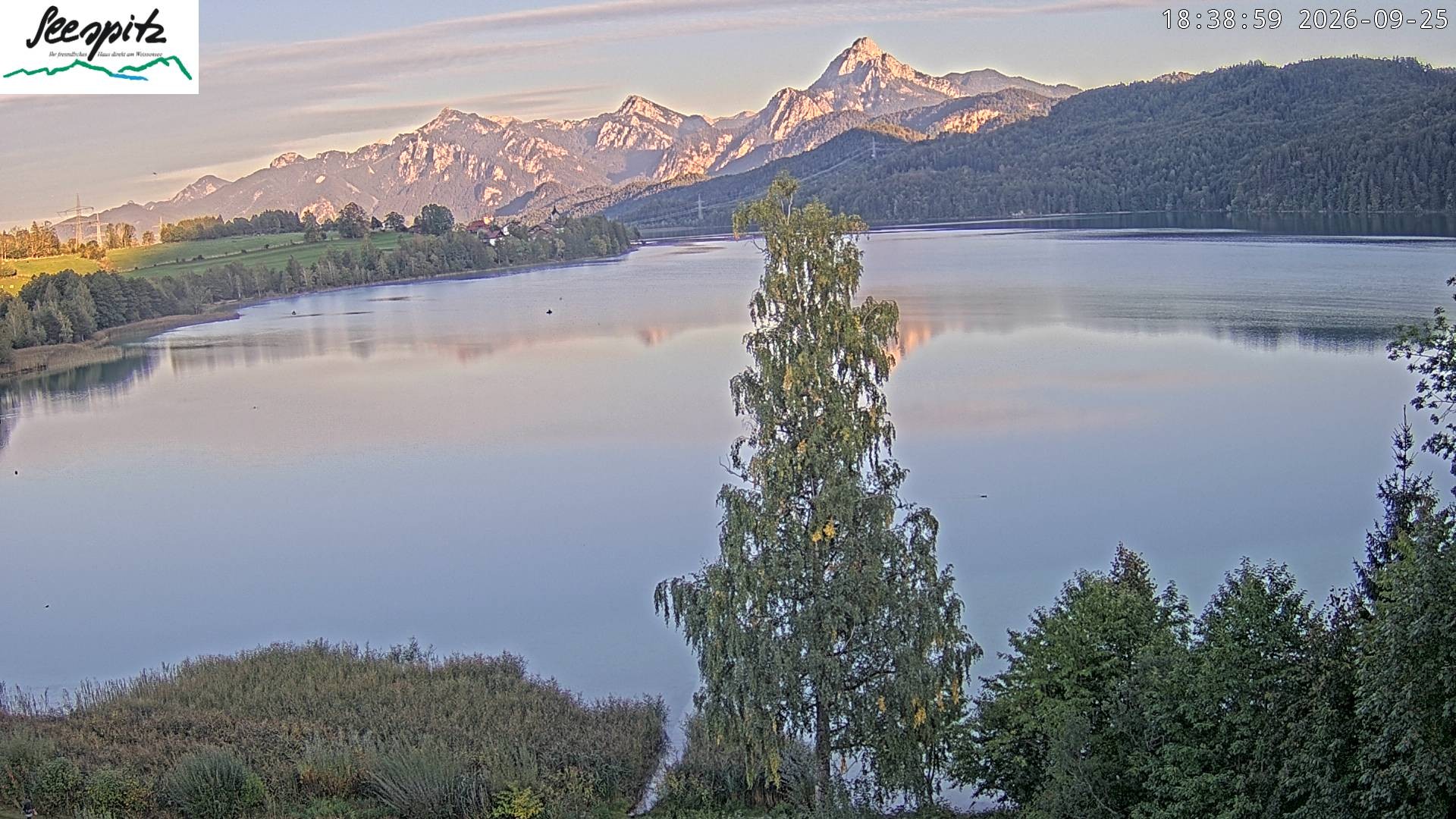 Archiv Foto Webcam Füssen: Blick auf den Weißensee vom Hotel Seespitz