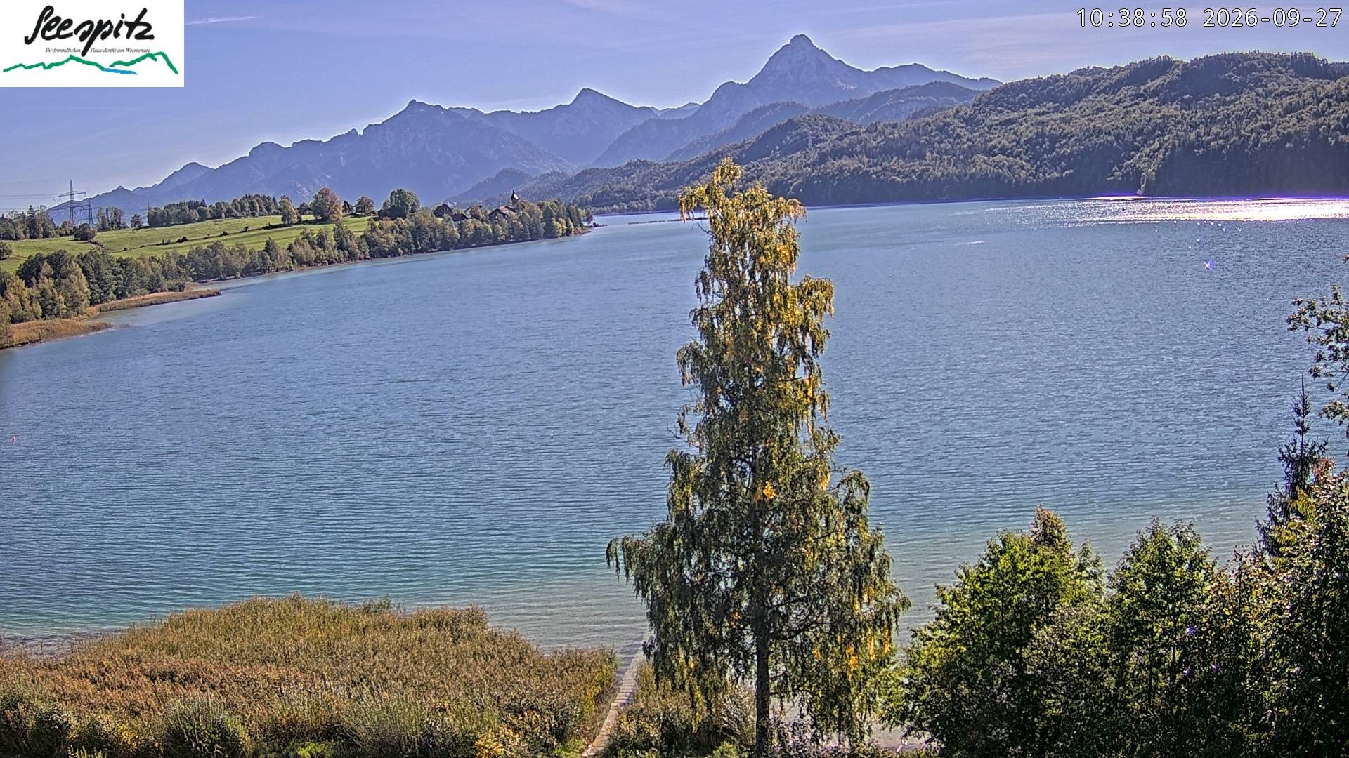 Archiv Foto Webcam Füssen: Blick auf den Weißensee vom Hotel Seespitz
