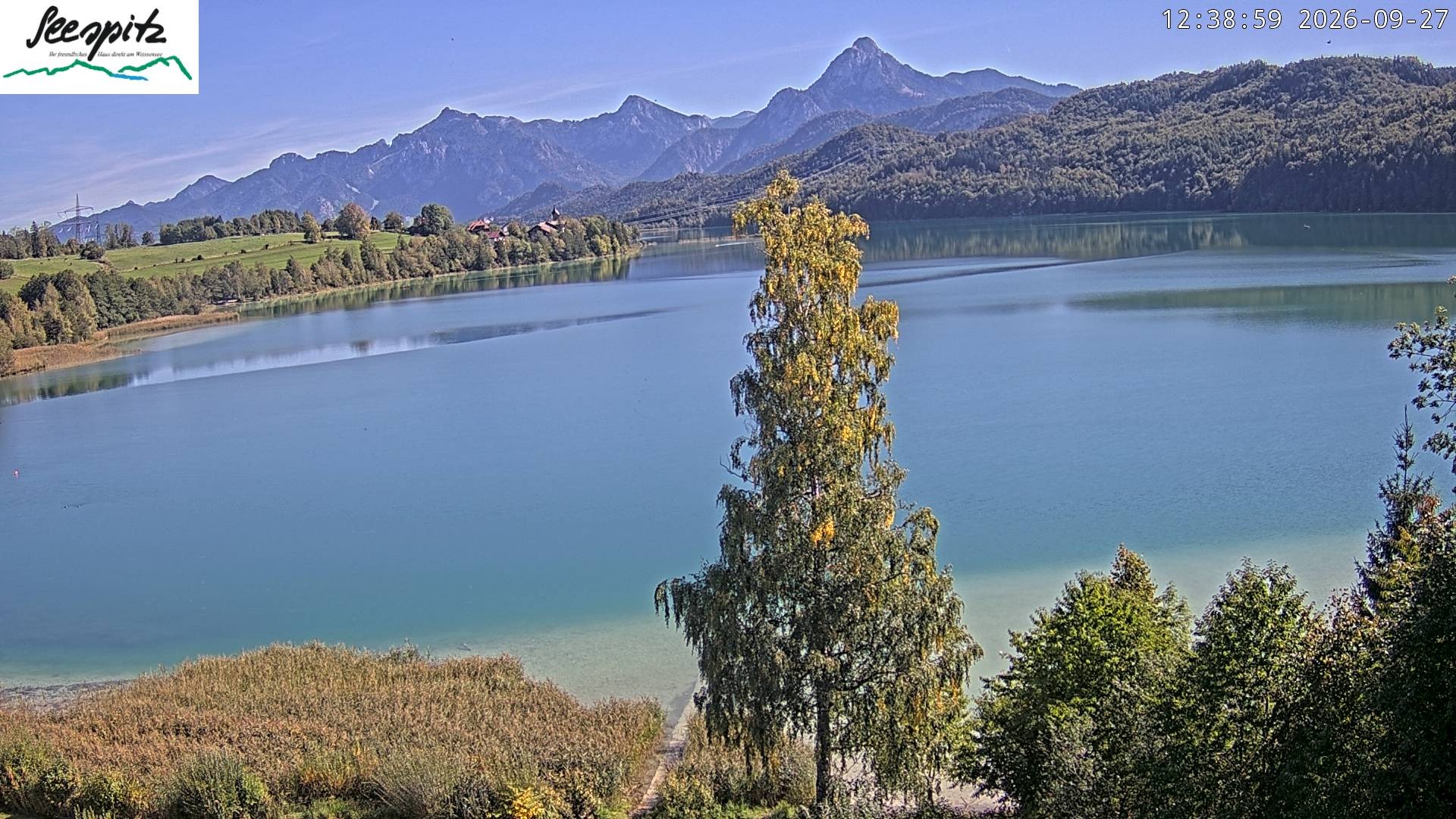Archiv Foto Webcam Füssen: Blick auf den Weißensee vom Hotel Seespitz