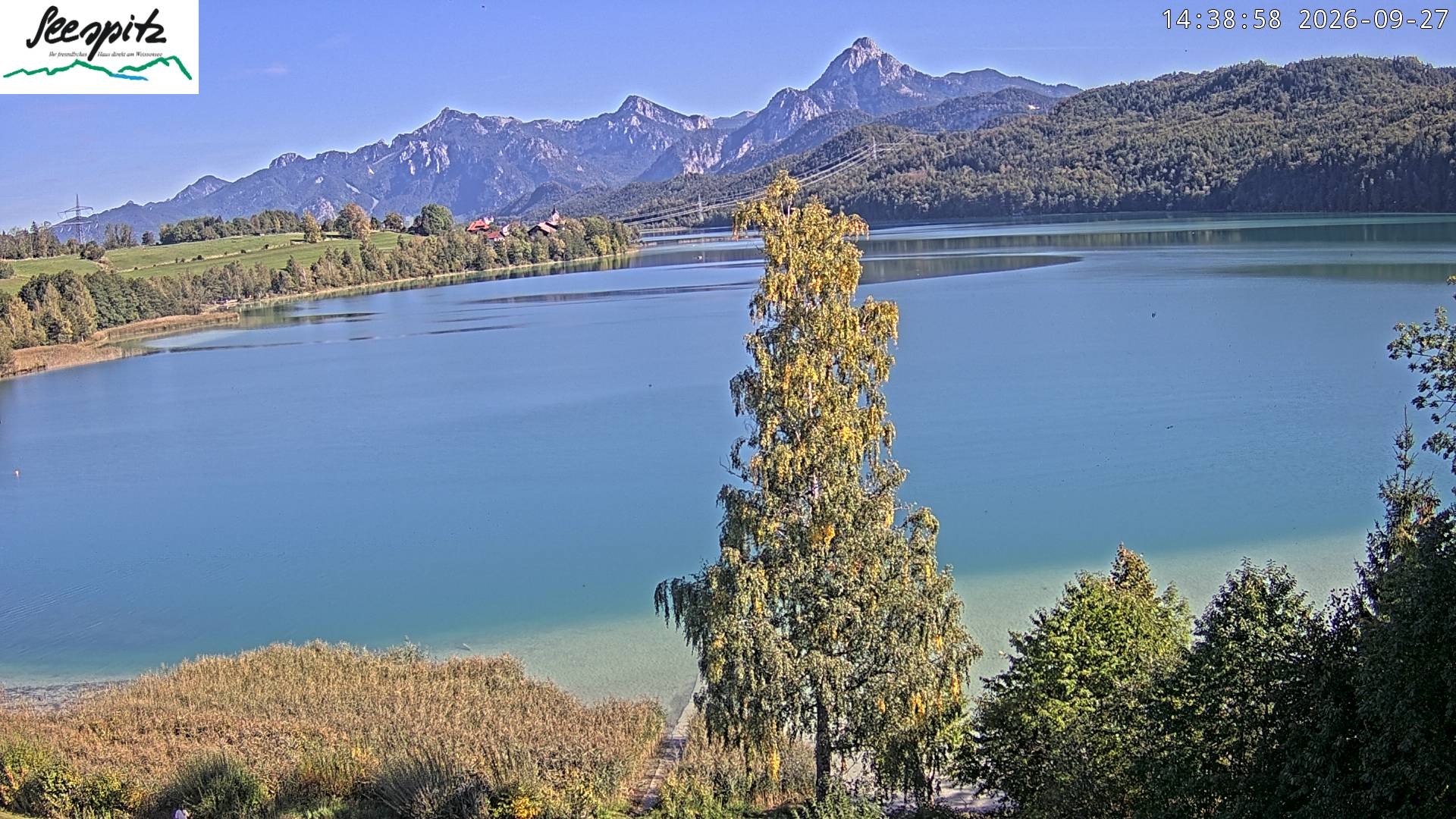 Archiv Foto Webcam Füssen: Blick auf den Weißensee vom Hotel Seespitz