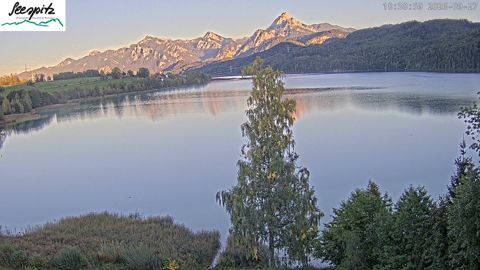 Archiv Foto Webcam Füssen: Blick auf den Weißensee vom Hotel Seespitz