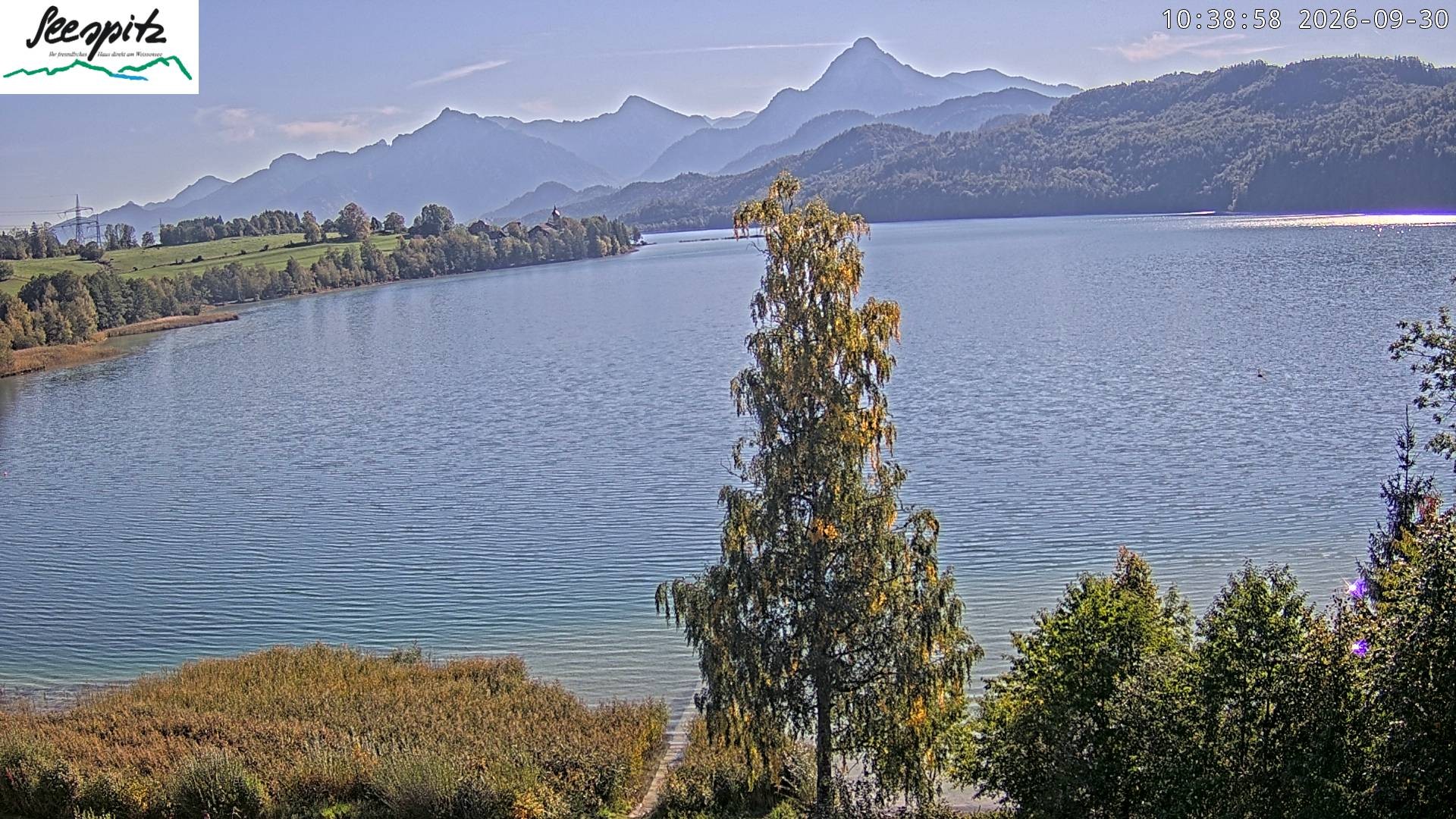 Archiv Foto Webcam Füssen: Blick auf den Weißensee vom Hotel Seespitz