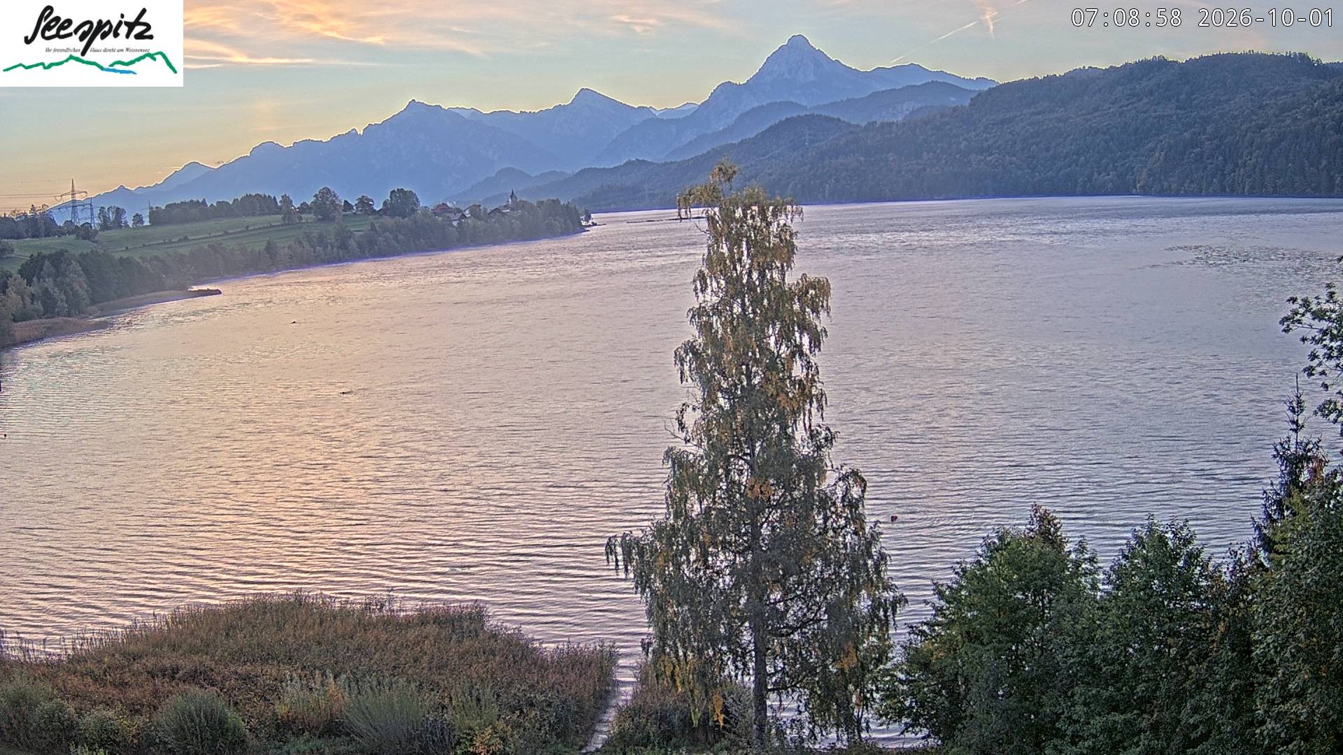 Archiv Foto Webcam Füssen: Blick auf den Weißensee vom Hotel Seespitz