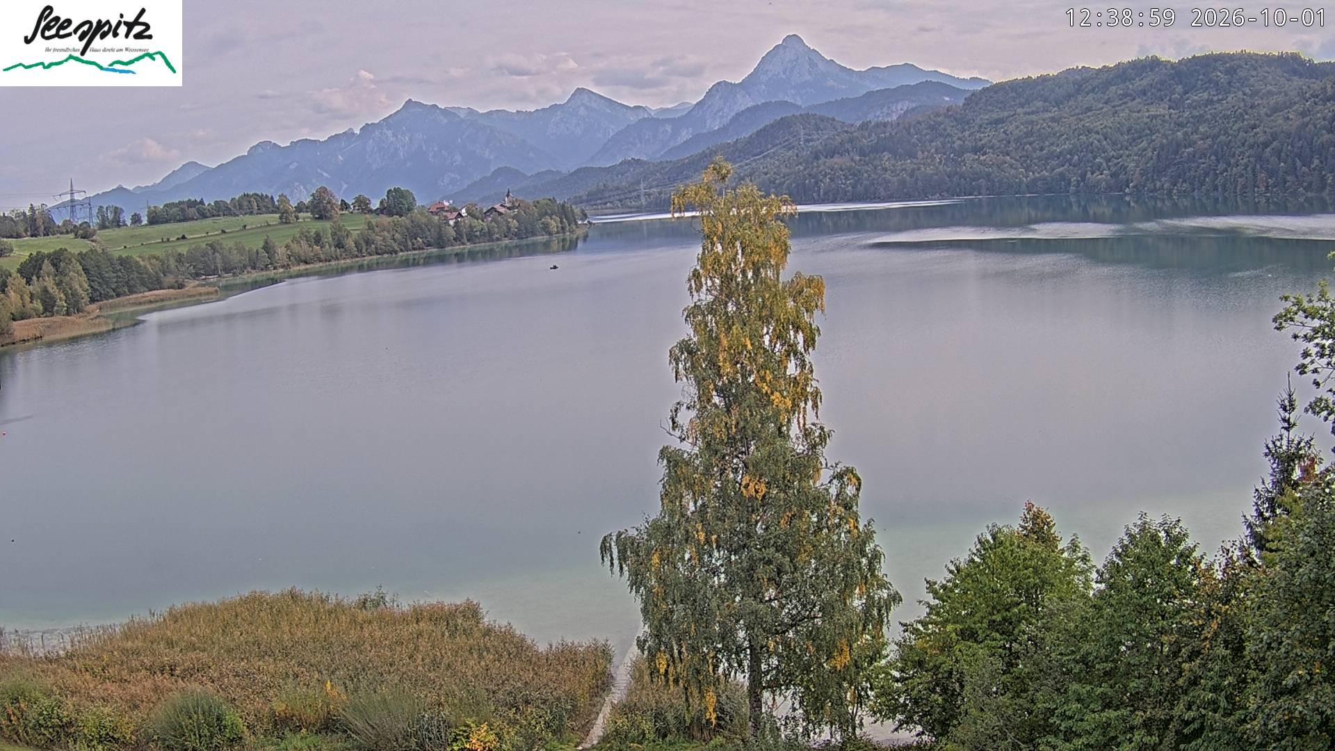 Archiv Foto Webcam Füssen: Blick auf den Weißensee vom Hotel Seespitz