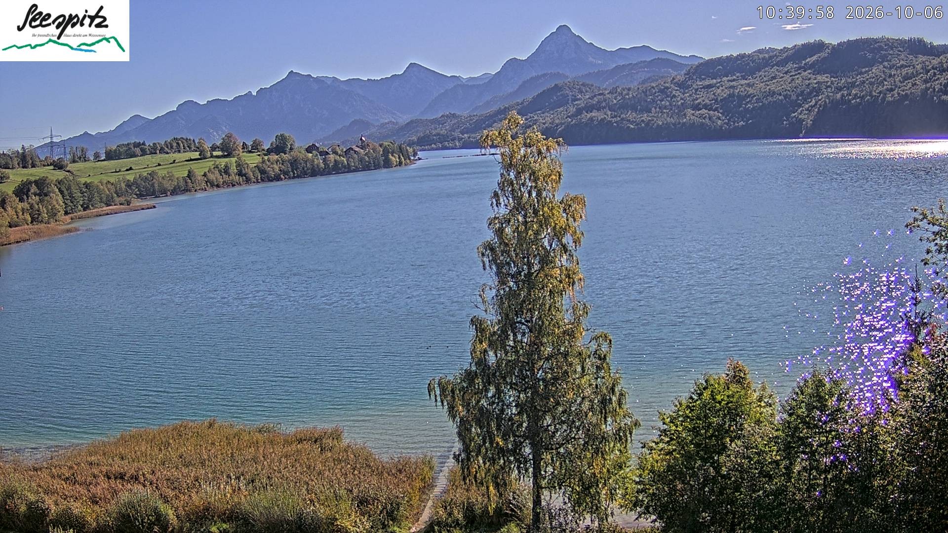 Archiv Foto Webcam Füssen: Blick auf den Weißensee vom Hotel Seespitz