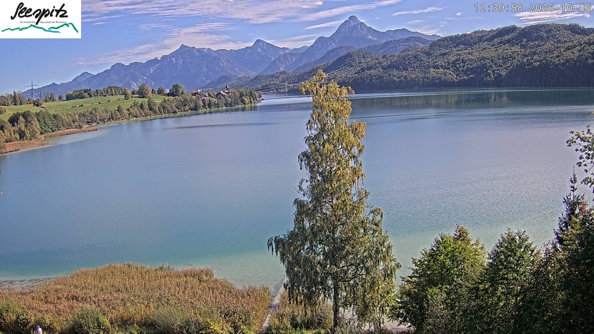 Archiv Foto Webcam Füssen: Blick auf den Weißensee vom Hotel Seespitz