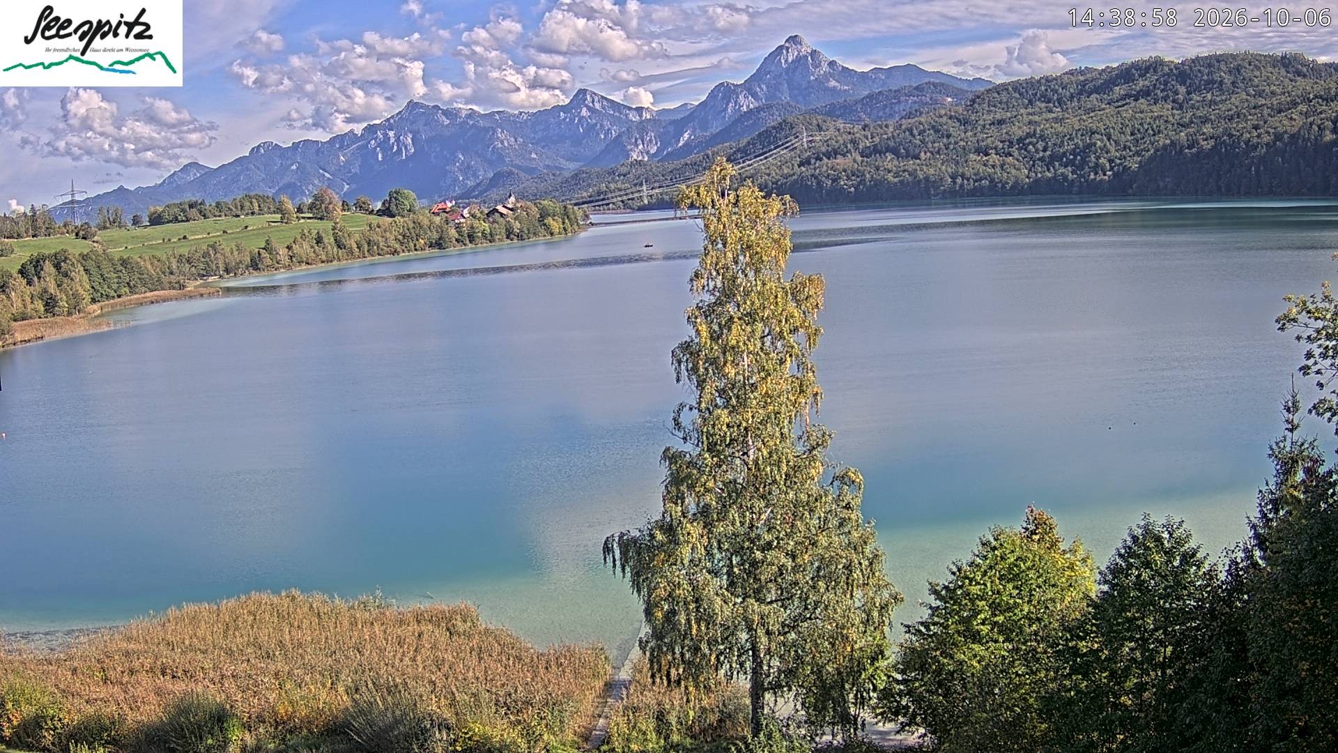 Archiv Foto Webcam Füssen: Blick auf den Weißensee vom Hotel Seespitz