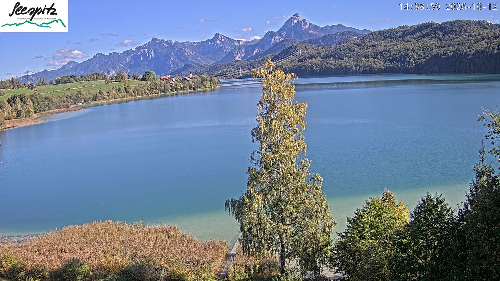 Archiv Foto Webcam Füssen: Blick auf den Weißensee vom Hotel Seespitz
