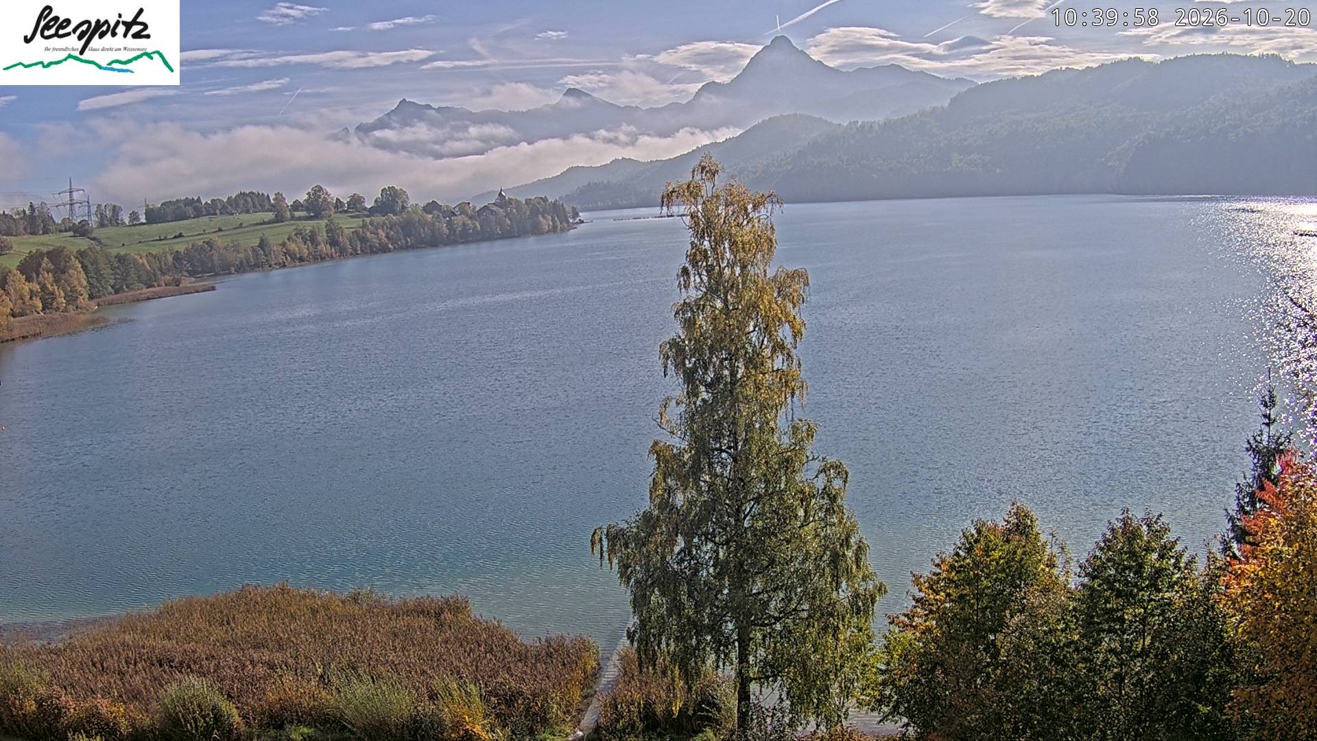 Archiv Foto Webcam Füssen: Blick auf den Weißensee vom Hotel Seespitz