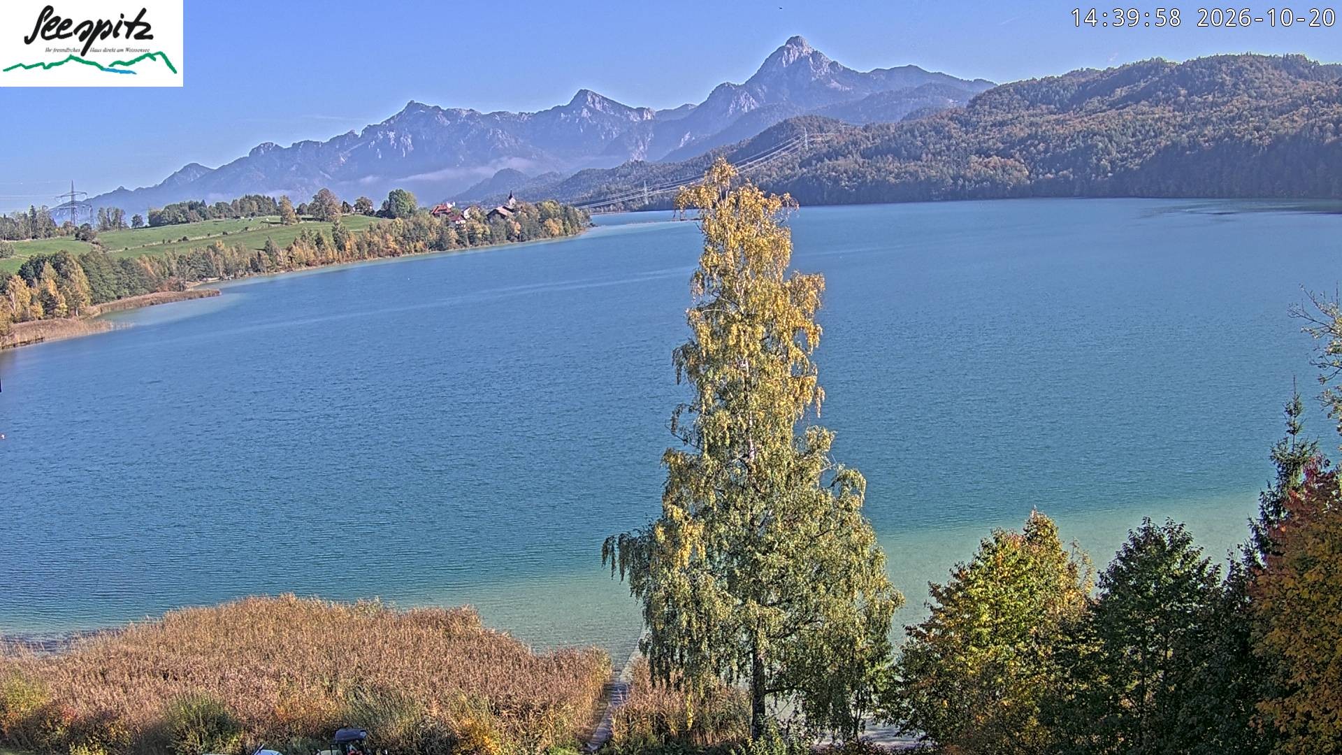 Archiv Foto Webcam Füssen: Blick auf den Weißensee vom Hotel Seespitz