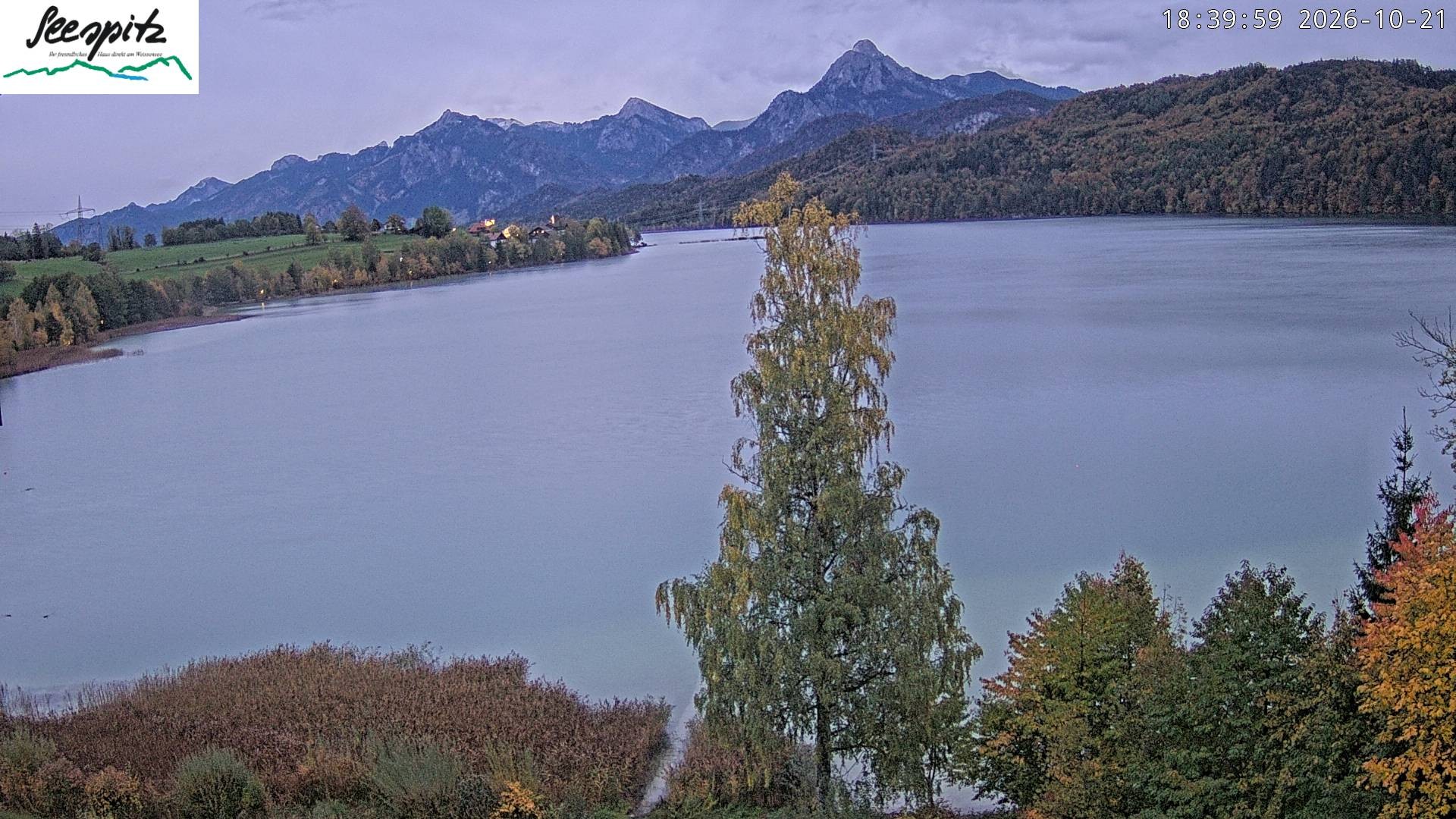 Archiv Foto Webcam Füssen: Blick auf den Weißensee vom Hotel Seespitz