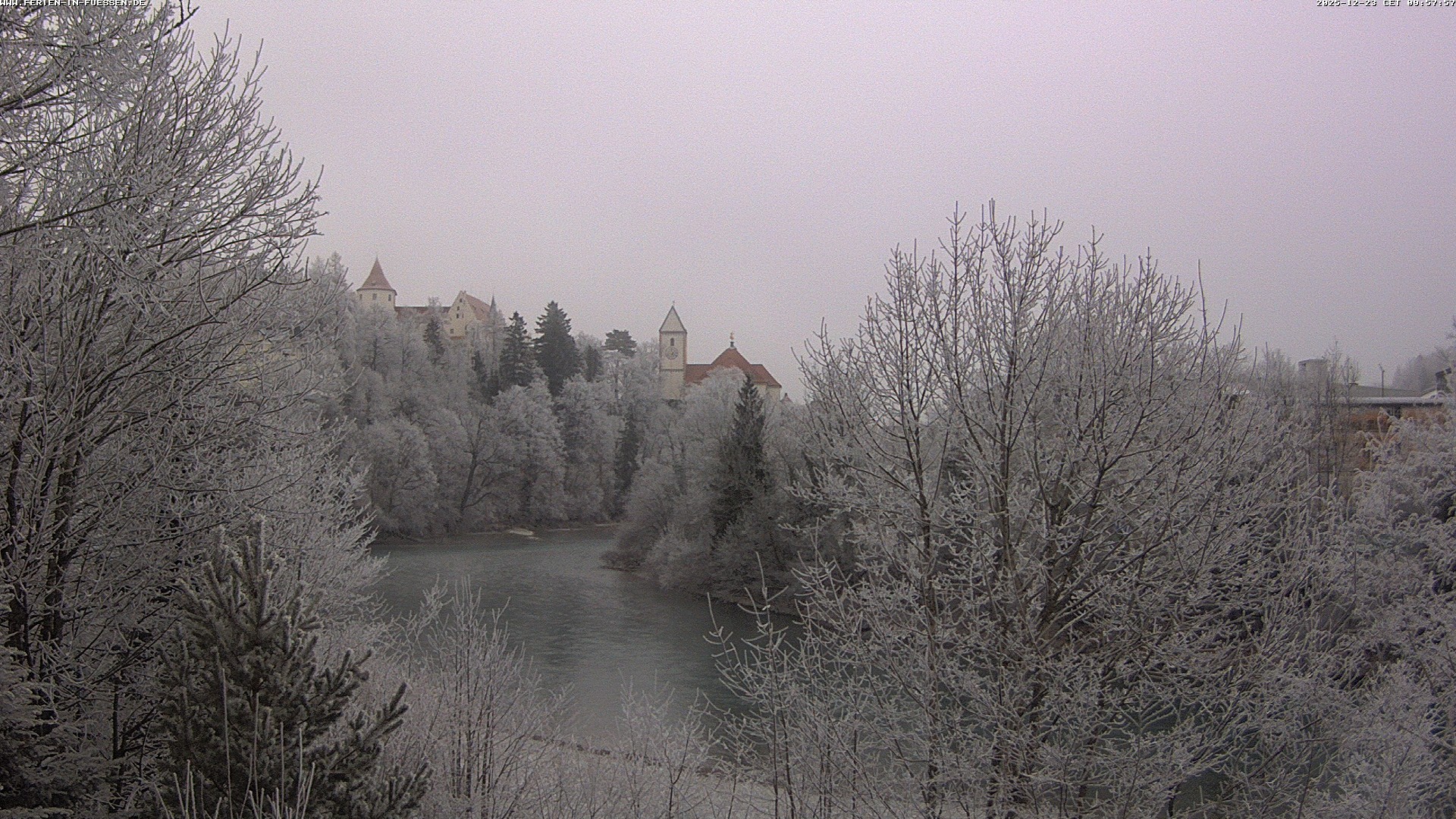 Archiv Foto Webcam Füssen: Blick auf Lech und Hohes Schloss