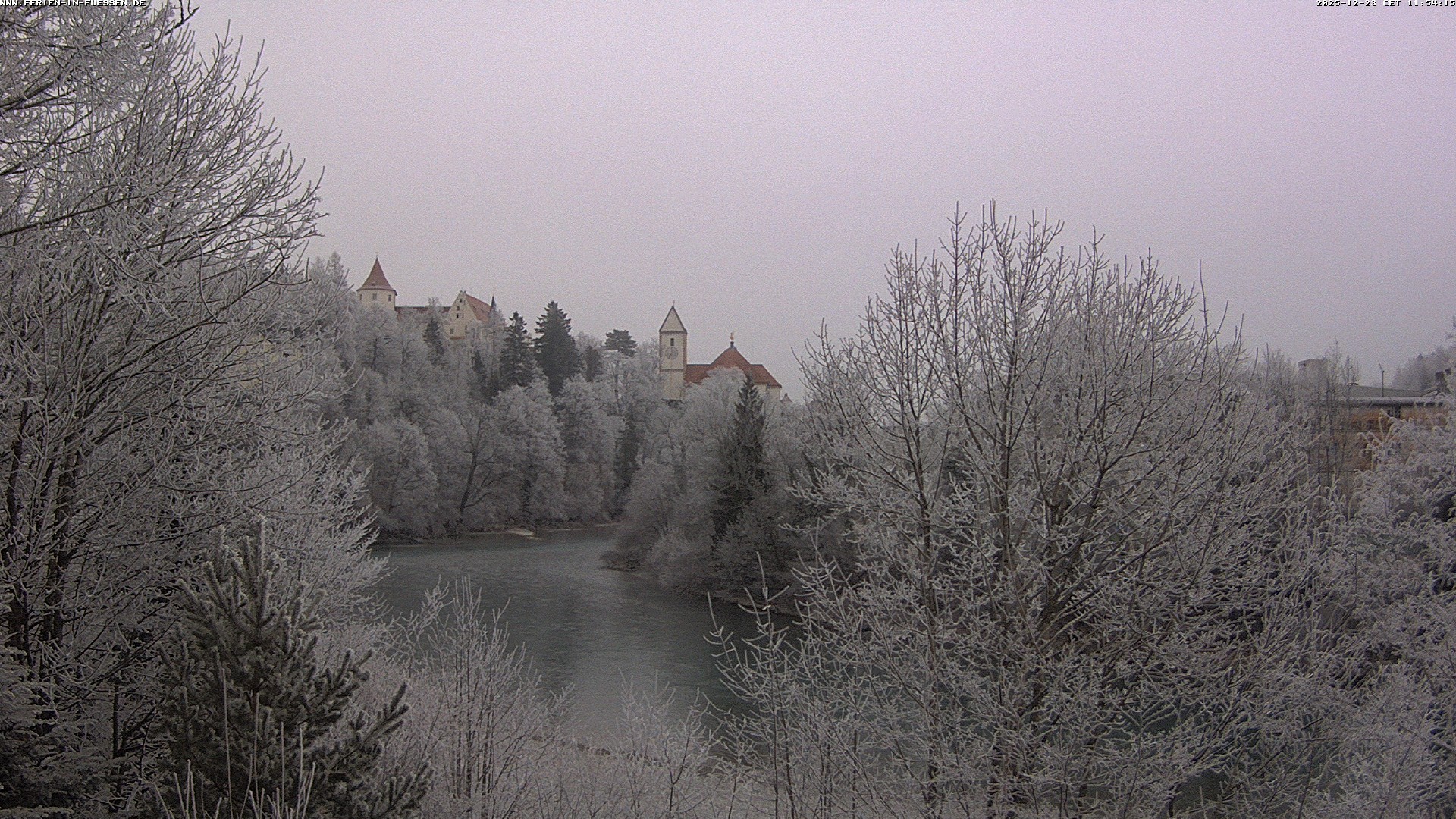 Archiv Foto Webcam Füssen: Blick auf Lech und Hohes Schloss
