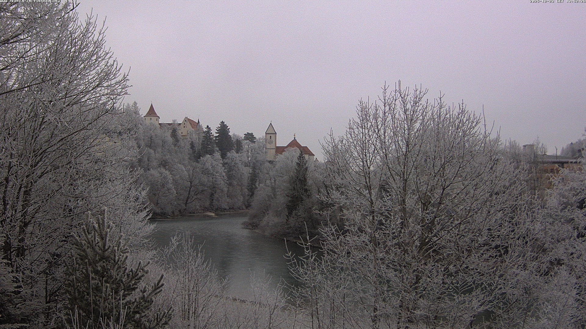 Archiv Foto Webcam Füssen: Blick auf Lech und Hohes Schloss