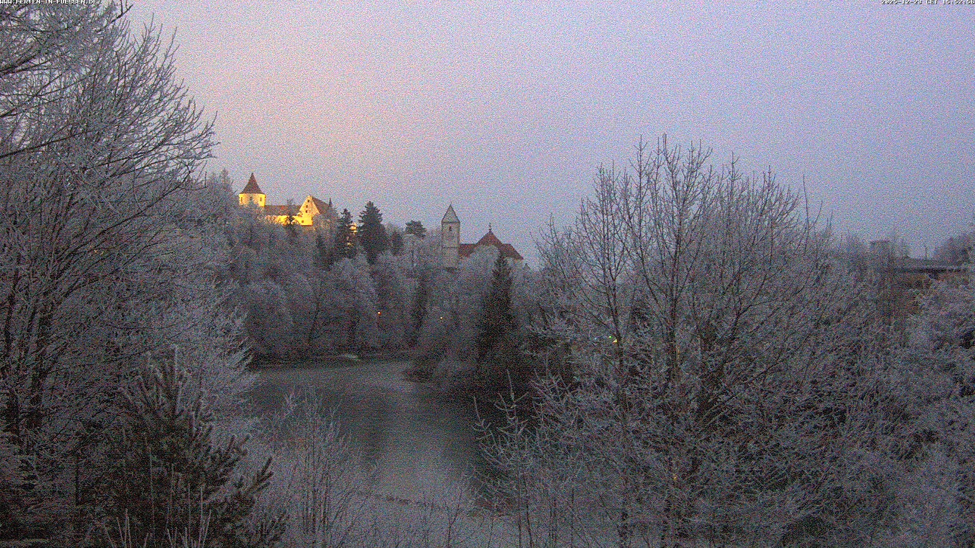 Archiv Foto Webcam Füssen: Blick auf Lech und Hohes Schloss