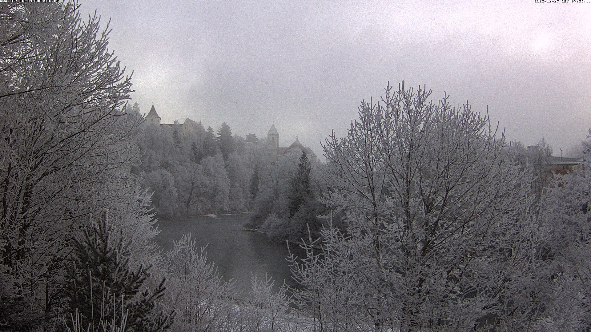 Archiv Foto Webcam Füssen: Blick auf Lech und Hohes Schloss