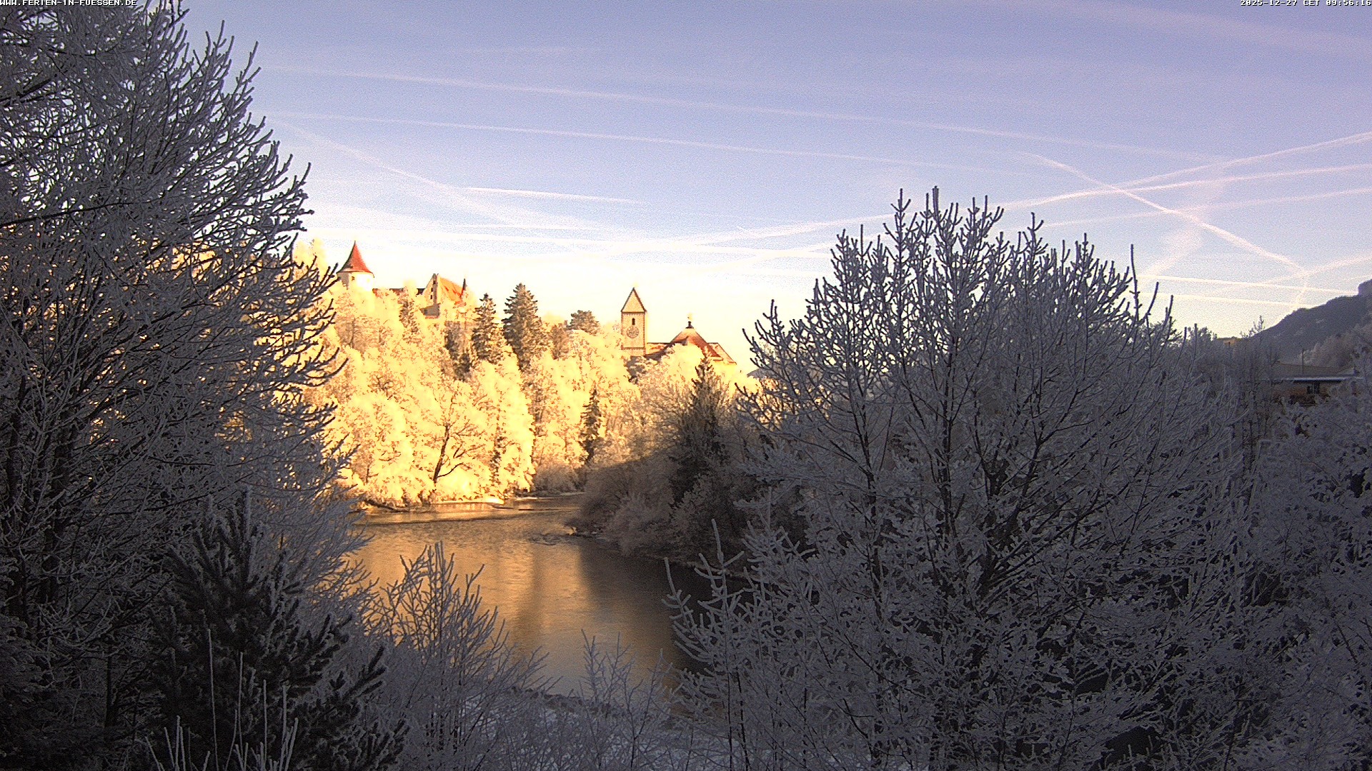 Archiv Foto Webcam Füssen: Blick auf Lech und Hohes Schloss