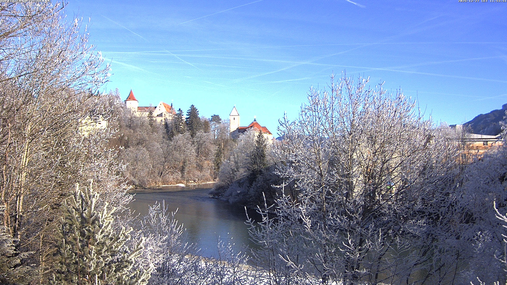 Archiv Foto Webcam Füssen: Blick auf Lech und Hohes Schloss