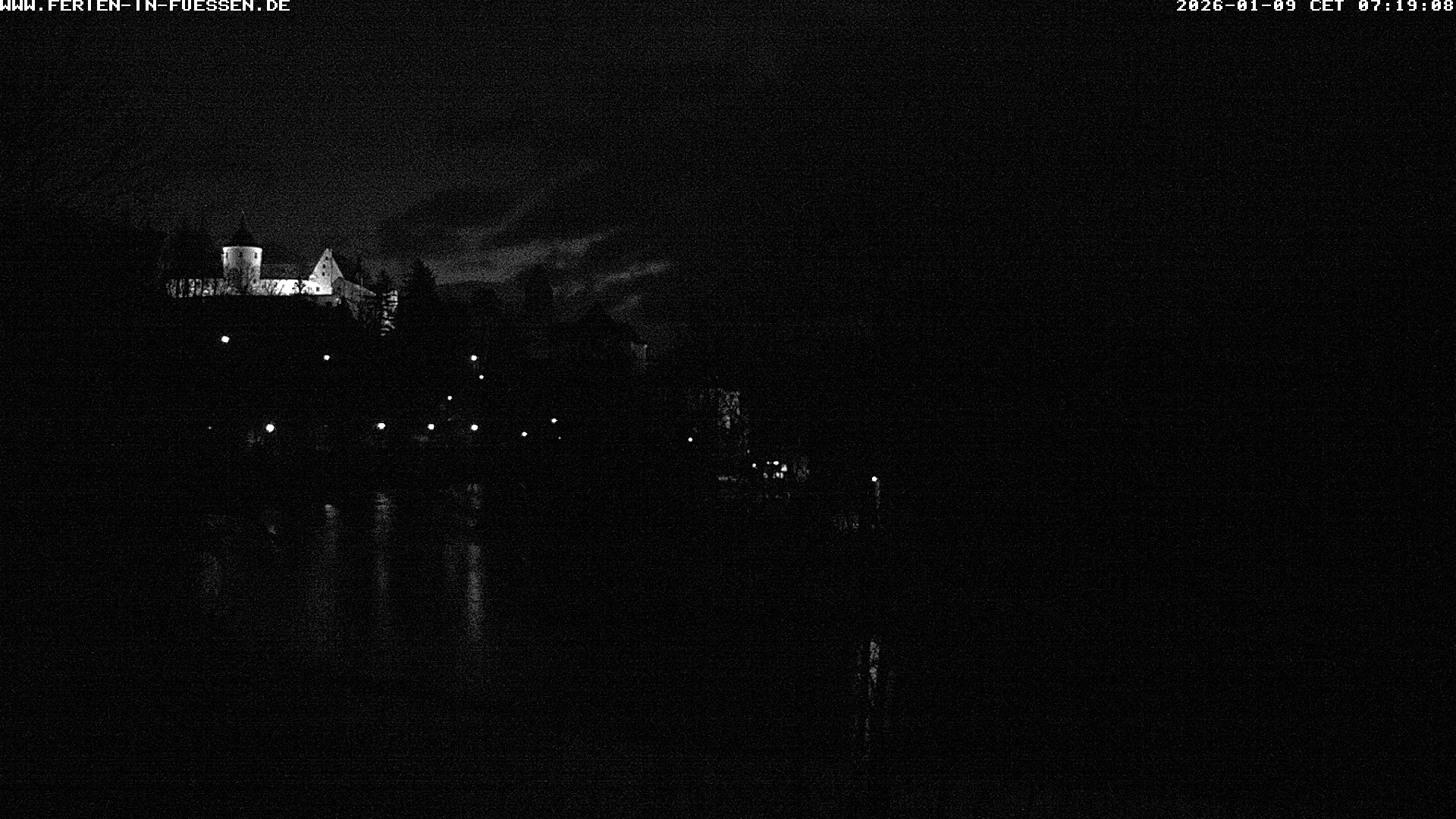 Archiv Foto Webcam Füssen: Blick auf Lech und Hohes Schloss