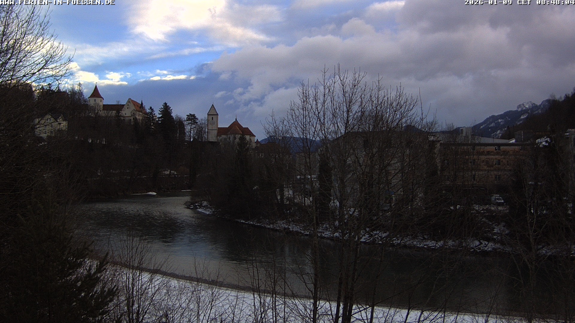 Archiv Foto Webcam Füssen: Blick auf Lech und Hohes Schloss