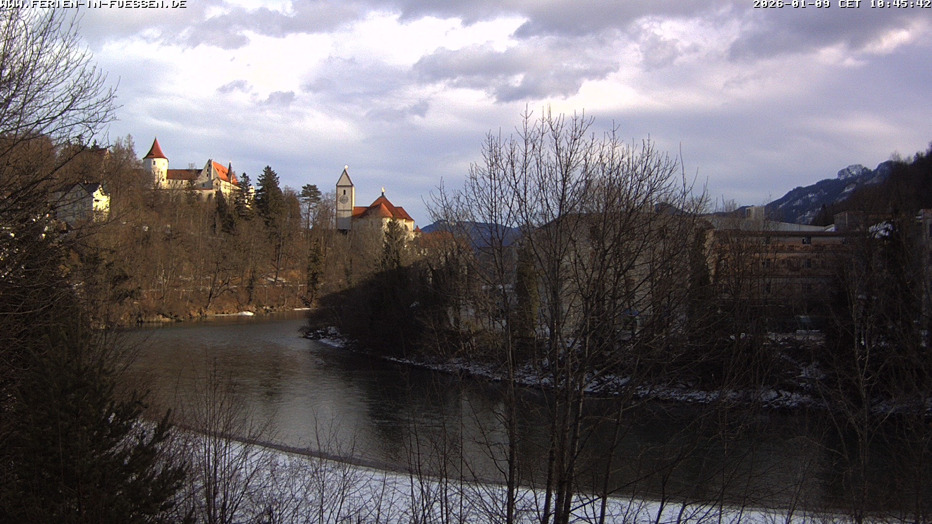 Archiv Foto Webcam Füssen: Blick auf Lech und Hohes Schloss