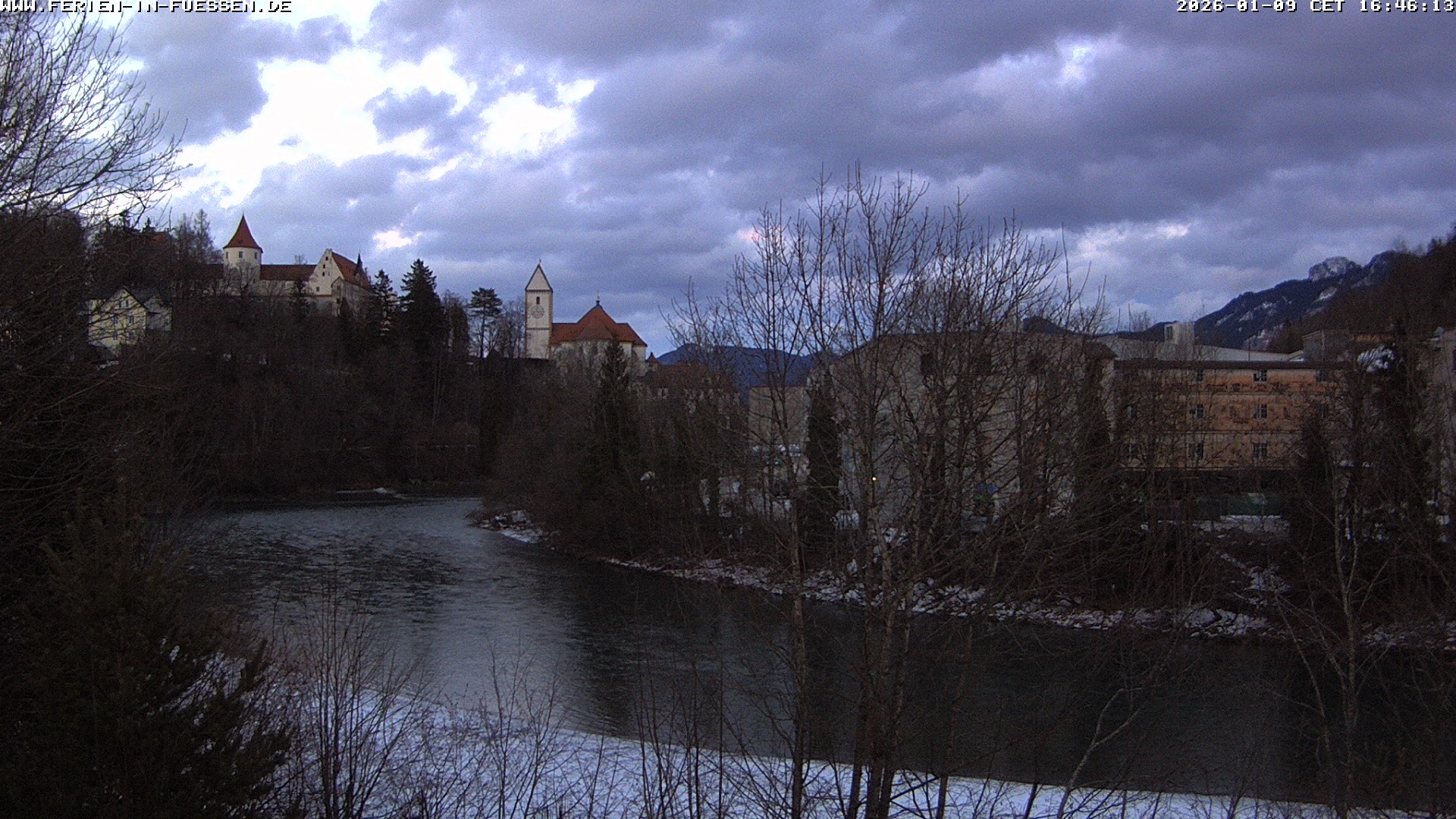 Archiv Foto Webcam Füssen: Blick auf Lech und Hohes Schloss