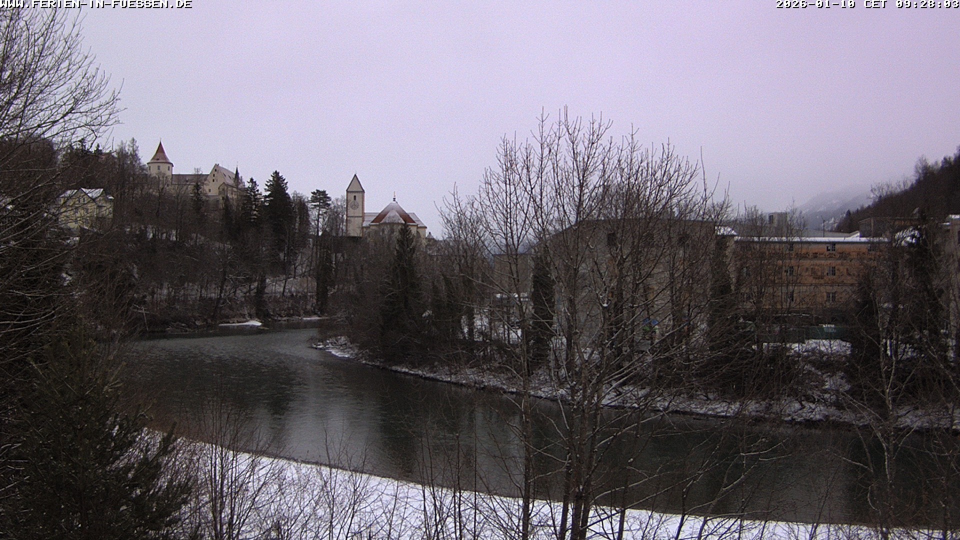 Archiv Foto Webcam Füssen: Blick auf Lech und Hohes Schloss