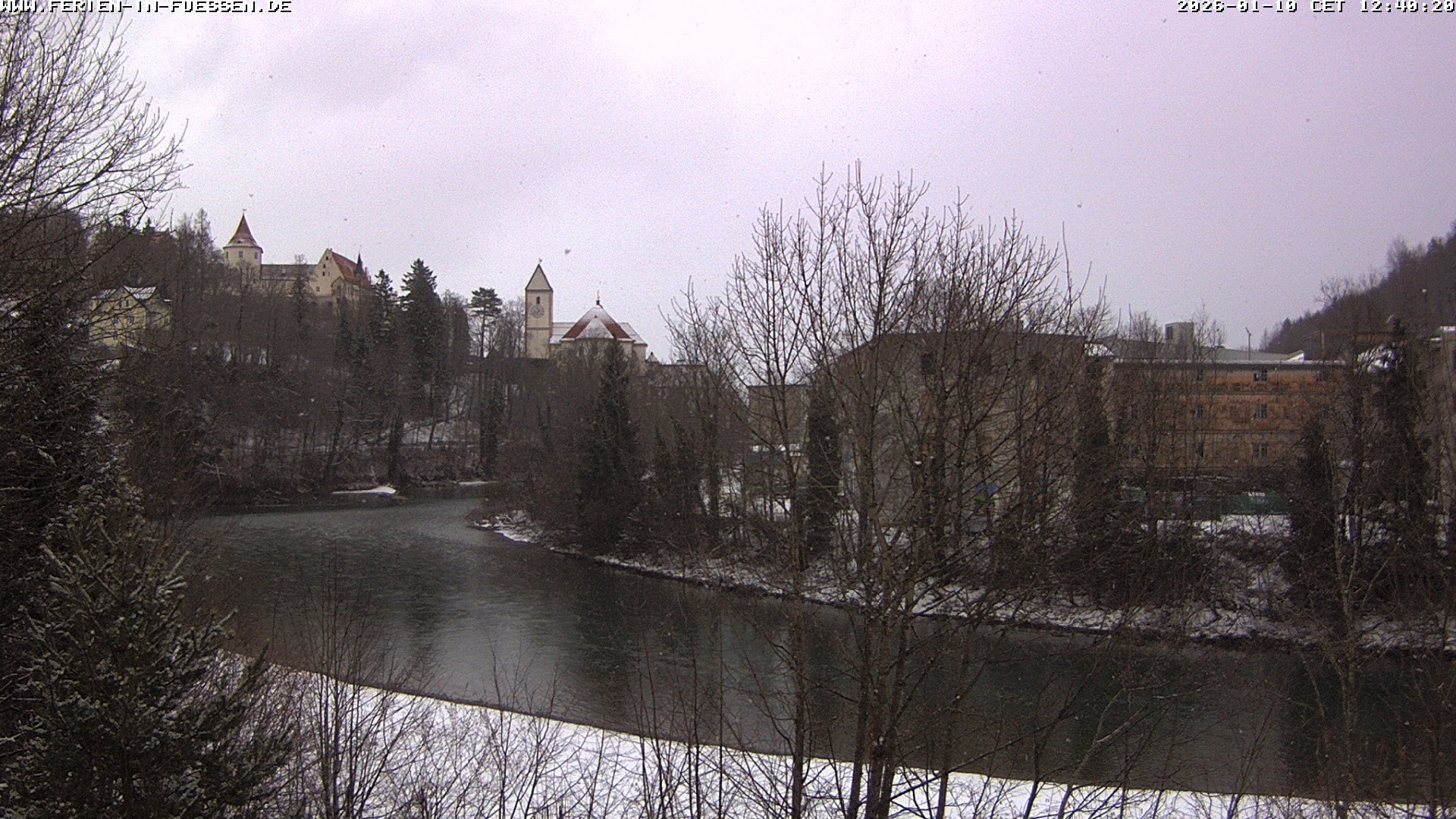 Archiv Foto Webcam Füssen: Blick auf Lech und Hohes Schloss