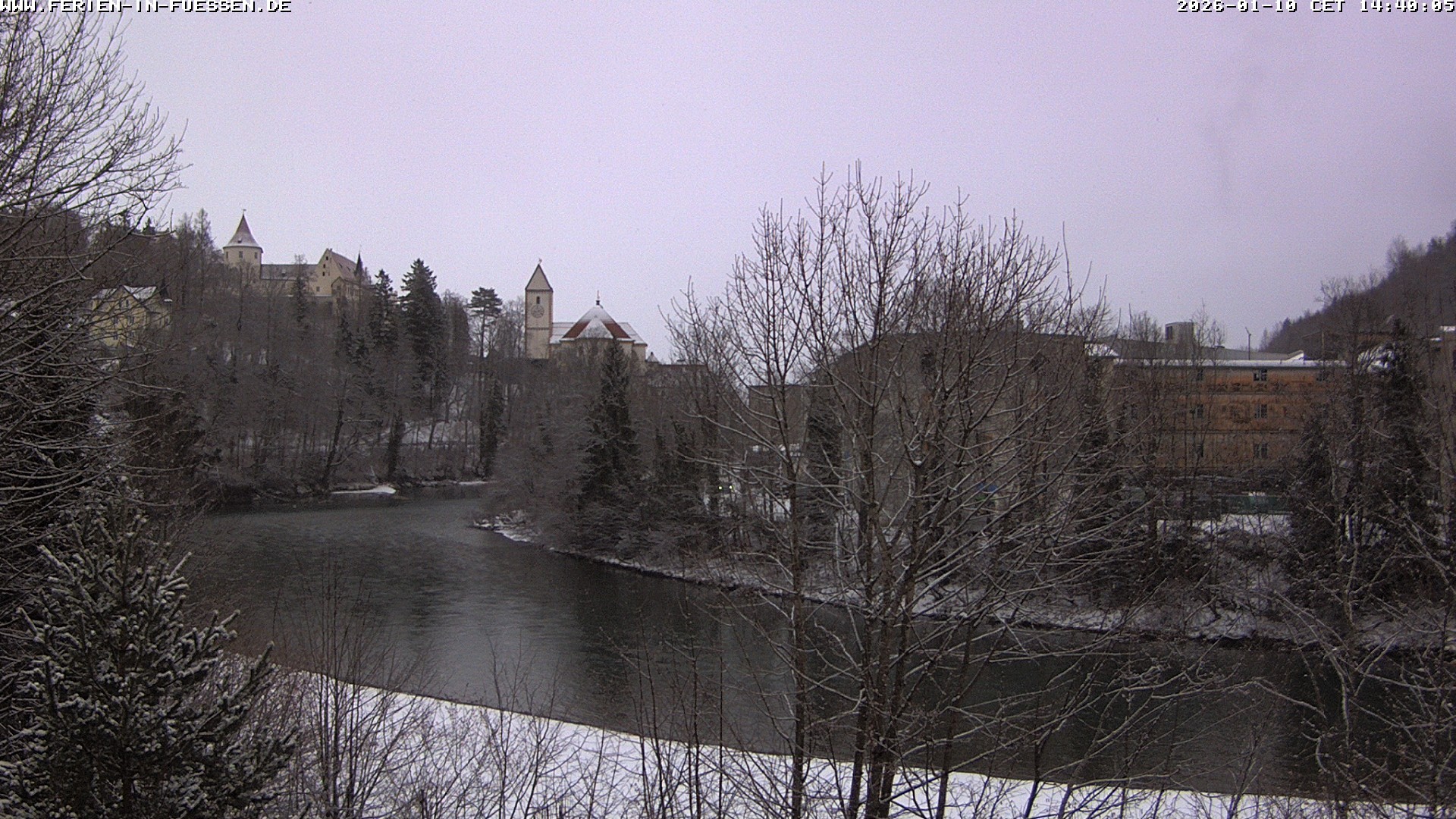 Archiv Foto Webcam Füssen: Blick auf Lech und Hohes Schloss