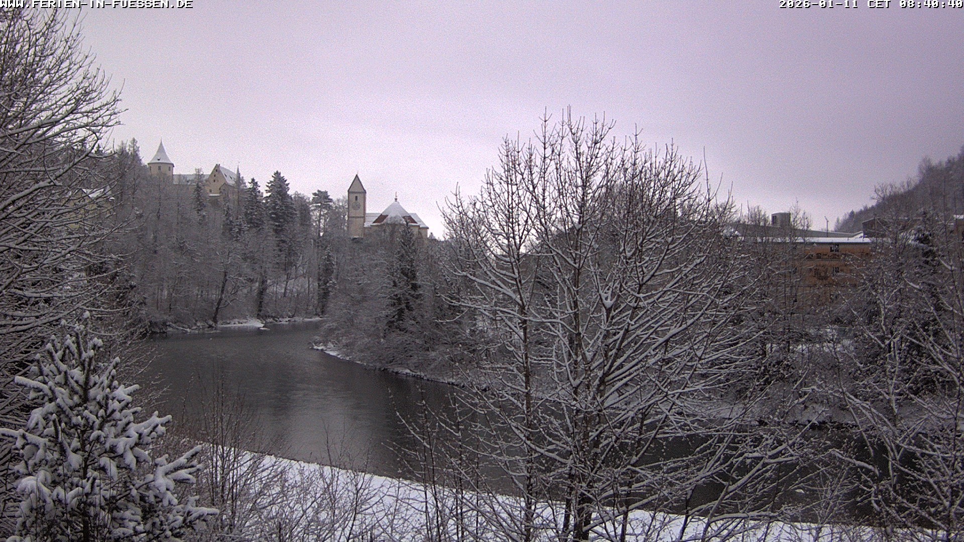 Archiv Foto Webcam Füssen: Blick auf Lech und Hohes Schloss