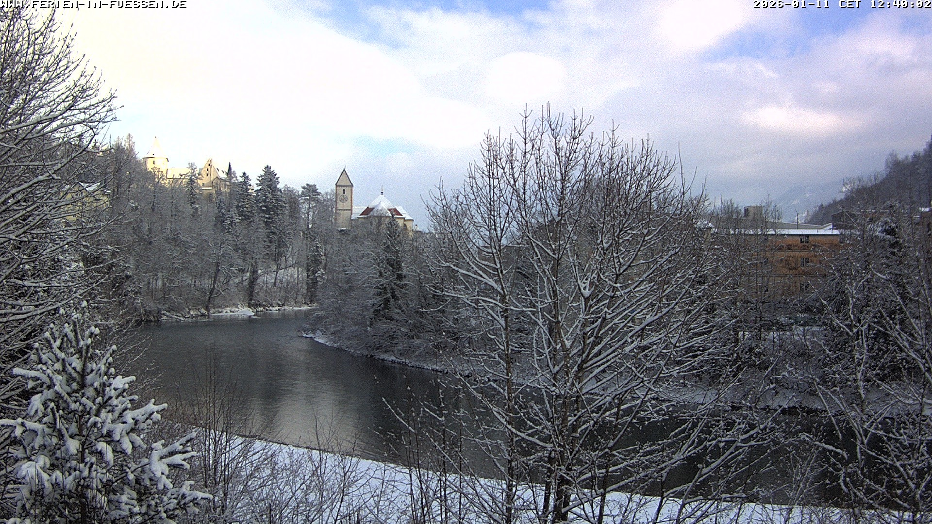 Archiv Foto Webcam Füssen: Blick auf Lech und Hohes Schloss