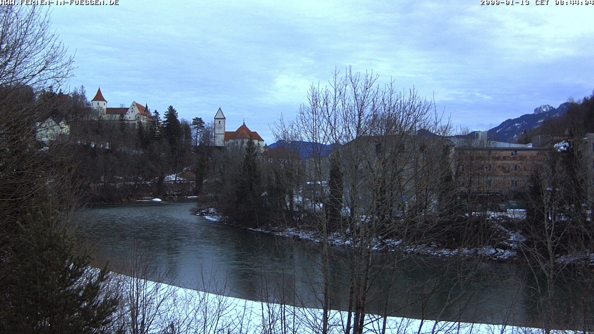 Archiv Foto Webcam Füssen: Blick auf Lech und Hohes Schloss