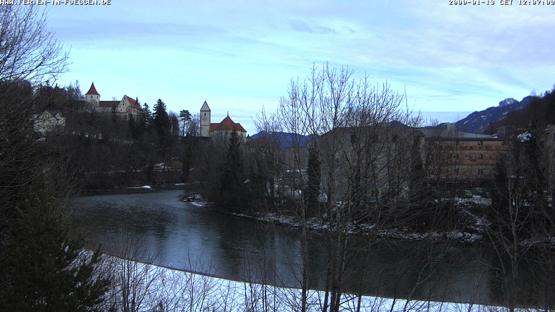Archiv Foto Webcam Füssen: Blick auf Lech und Hohes Schloss