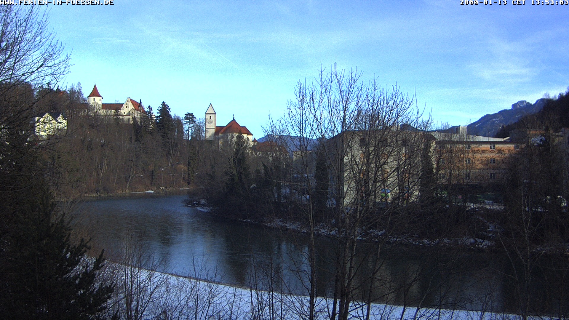 Archiv Foto Webcam Füssen: Blick auf Lech und Hohes Schloss