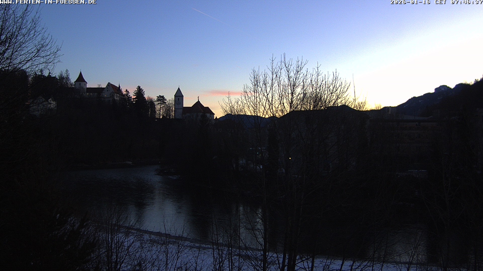 Archiv Foto Webcam Füssen: Blick auf Lech und Hohes Schloss